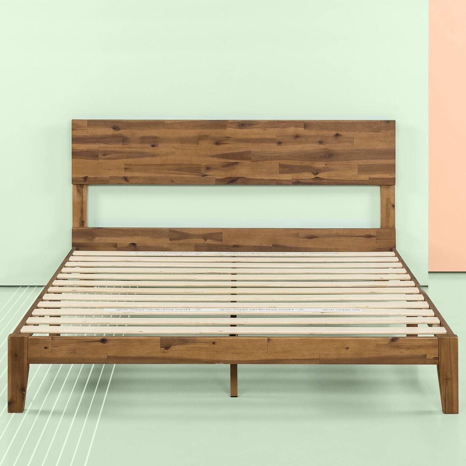 Fast Furnishings King Brown Wood Bed with Headboard