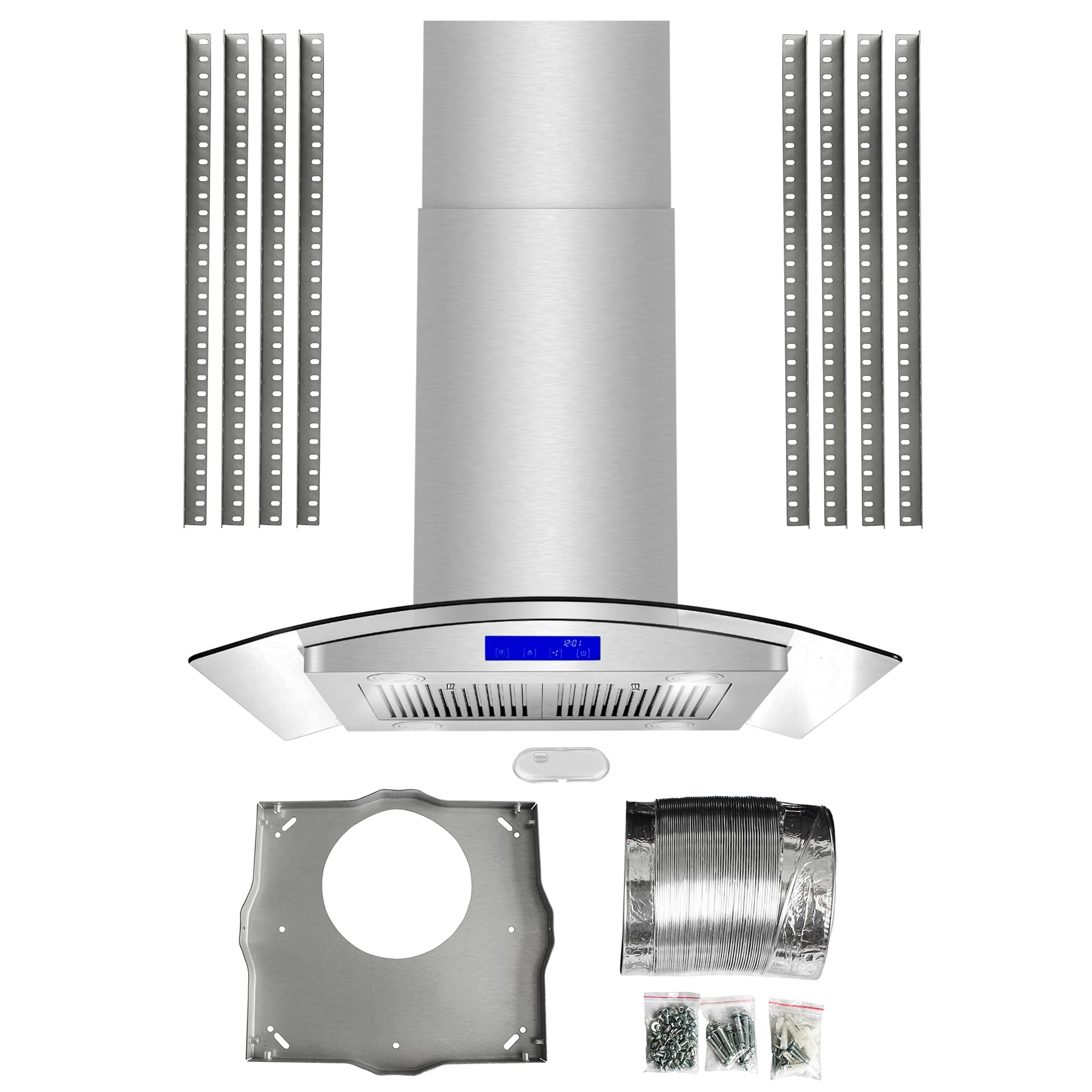 COS-668ICS750 30 in. Lumin Collection 380 CFM Ducted Island Range Hood, Soft Touch Controls, LED Lights, Stainless Steel