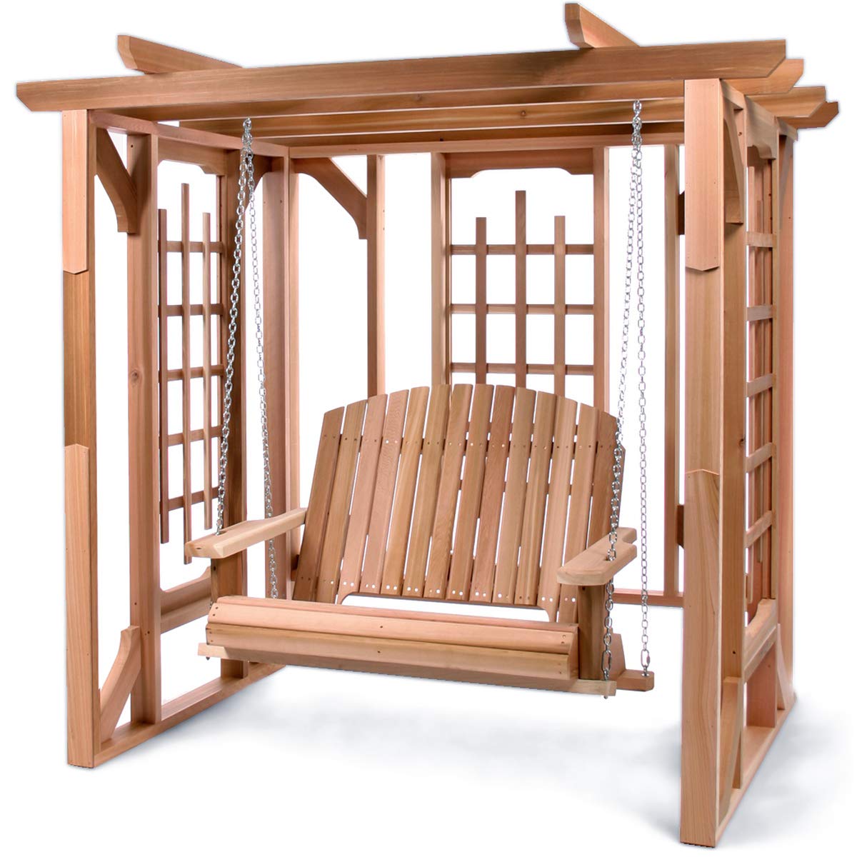 PO72-S Cedar Pergola Garden Arbor | Handcrafted Wood Swing for Backyard | Garden Outdoor | Luxurious Cedar Outdoor Patio Swing Set 82x72x74