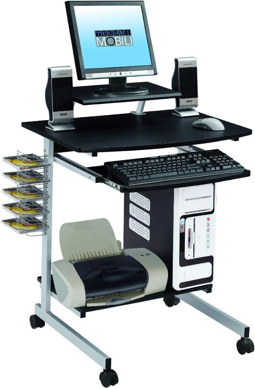 FastFurnishings Mobile Computer Cart Desk w/ Tray