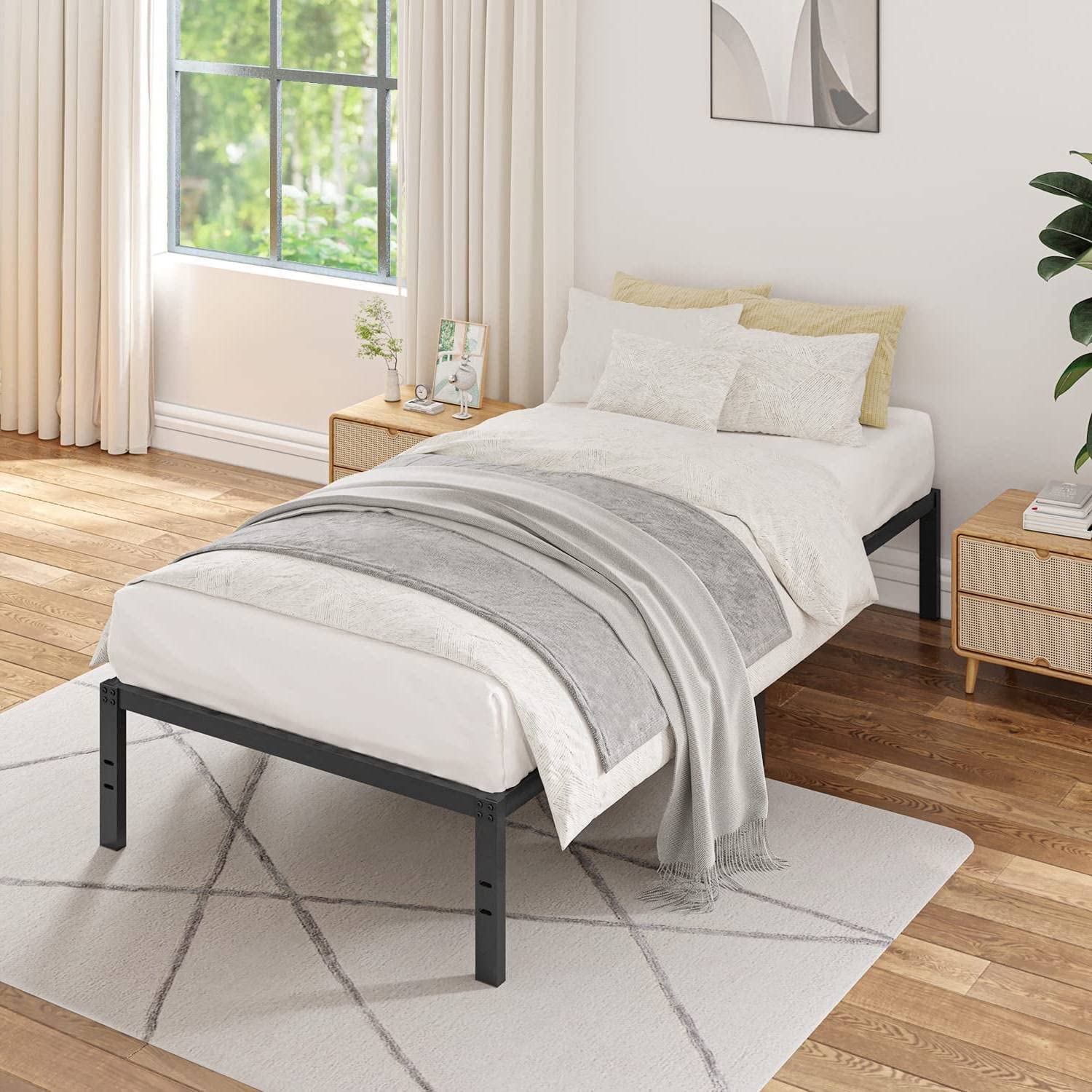 Twin XL 16 Inch Heavy Duty Metal Bed Frame 3000 lbs Cap