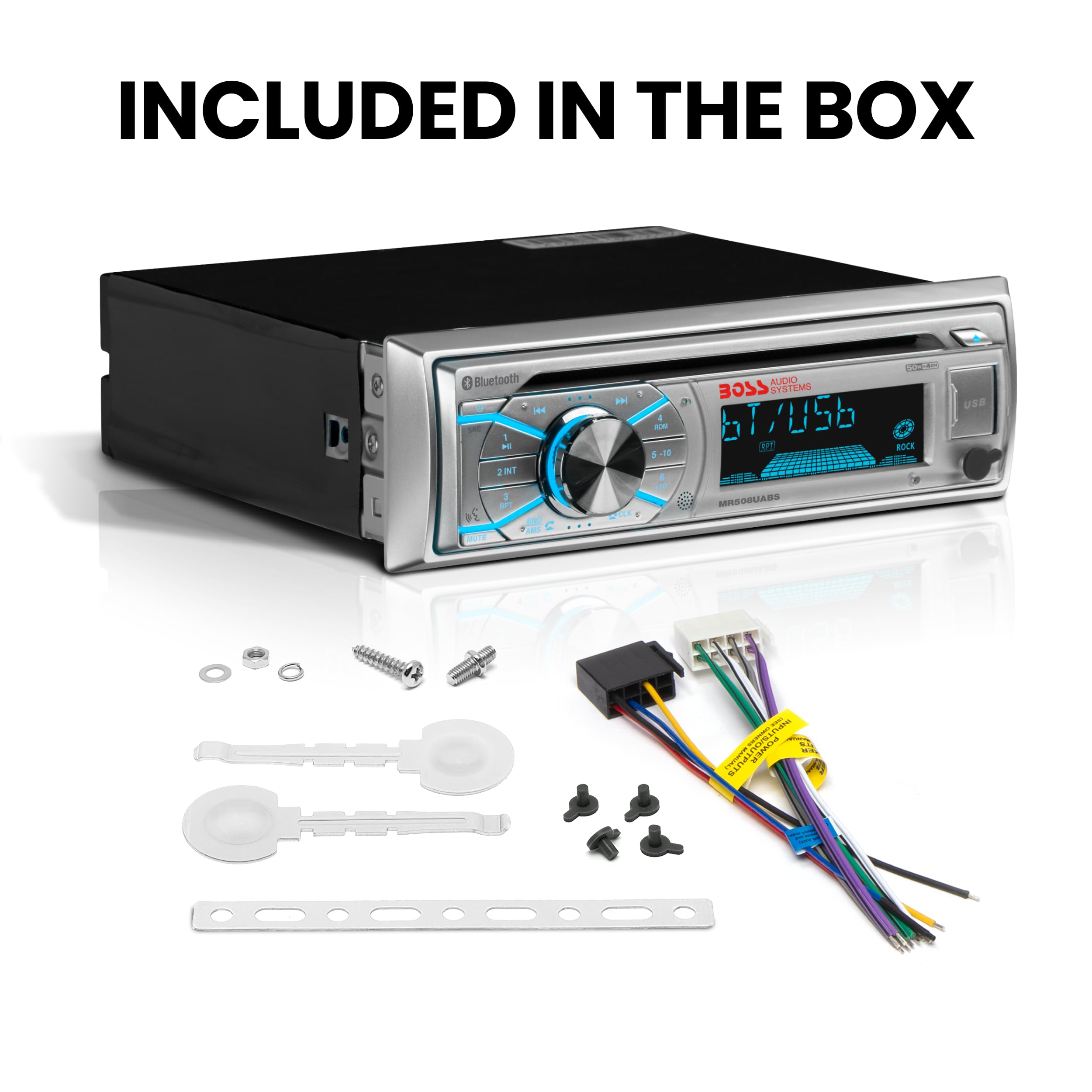 s MR500UABS Marine Boat Stereo ??Single Din, Bluetooth, CD DVD Player, AM/FM Radio Receiver, USB