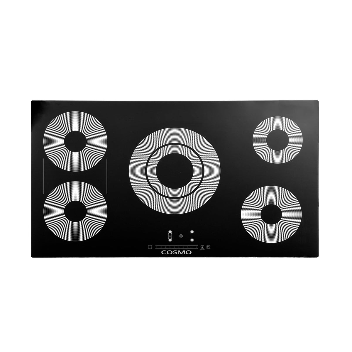 COS-365TBECC Electric Ceramic Glass Cooktop with 5 Burners, Dual Zone Element, Hot Surface Indicator Light and Control Knobs, 36 inch with Touch, Black