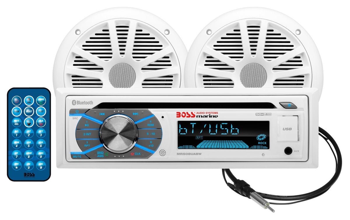 s MCK508WB.6 Marine Boat Bluetooth Stereo & 6.5 Inch Speakers - CD DVD Player, AM/FM Radio Receiver Head Unit, Dipole Antenna