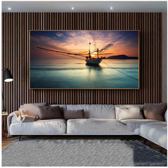 Modern Abstract Boat Sunset Canvas Wall Art 30x60cm