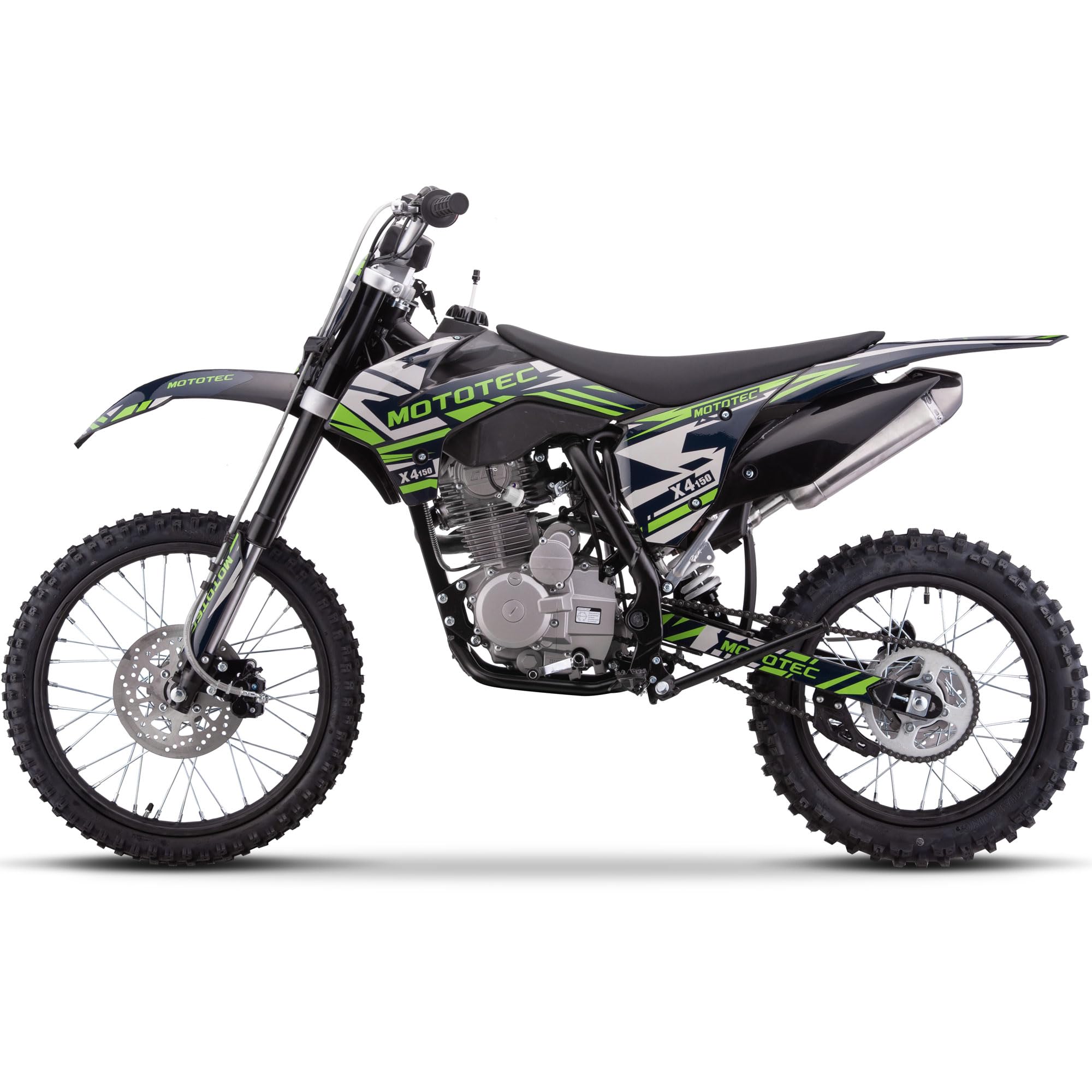 MotoTec X4 150cc 4-Stroke Gas Dirt Bike Black, 76x32x47, (MT-DB-X4-150cc_Black)