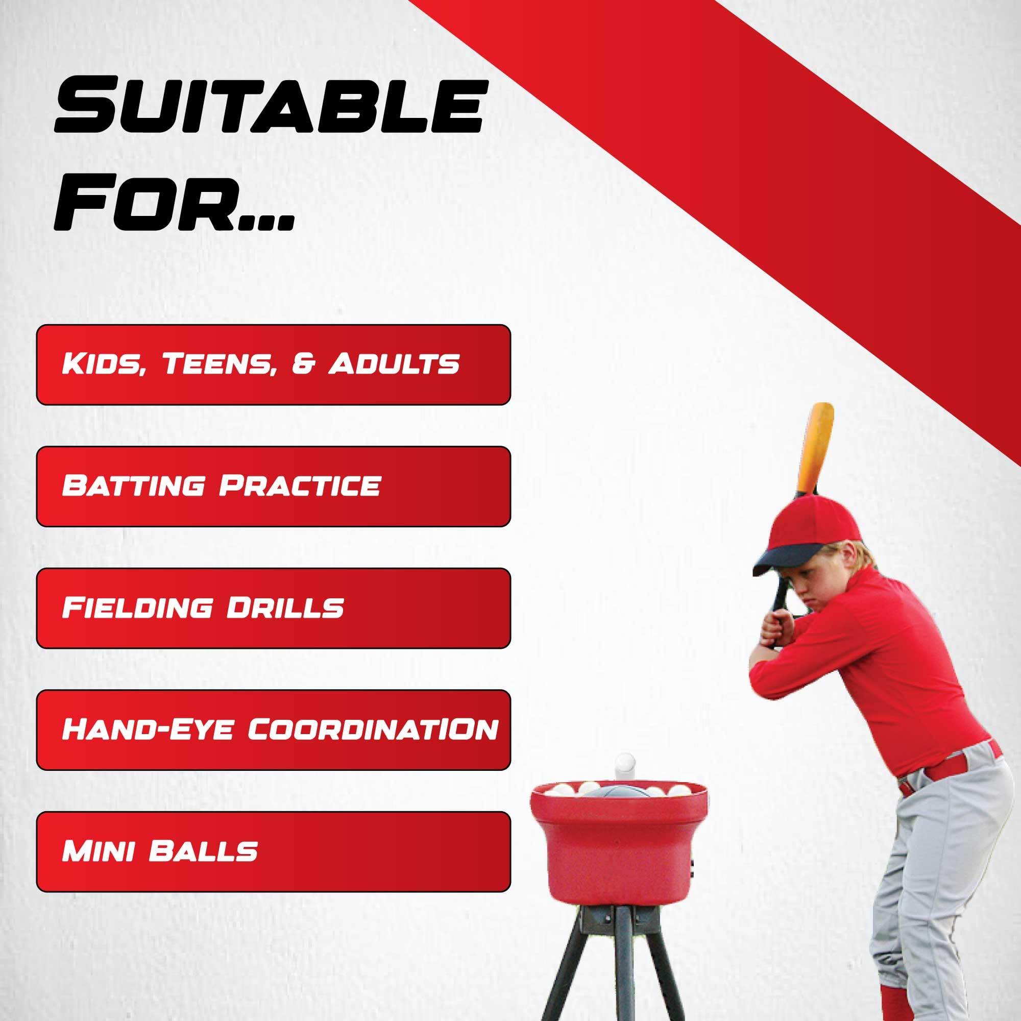 Heater Crusher Pitching Machine W/ 8-Hour Rechargeable Battery ?Accurate & Portable, Delivers Fastballs & Curveballs | Adjustable, High Performance, Portable, Ideal for Baseball & Softball Training