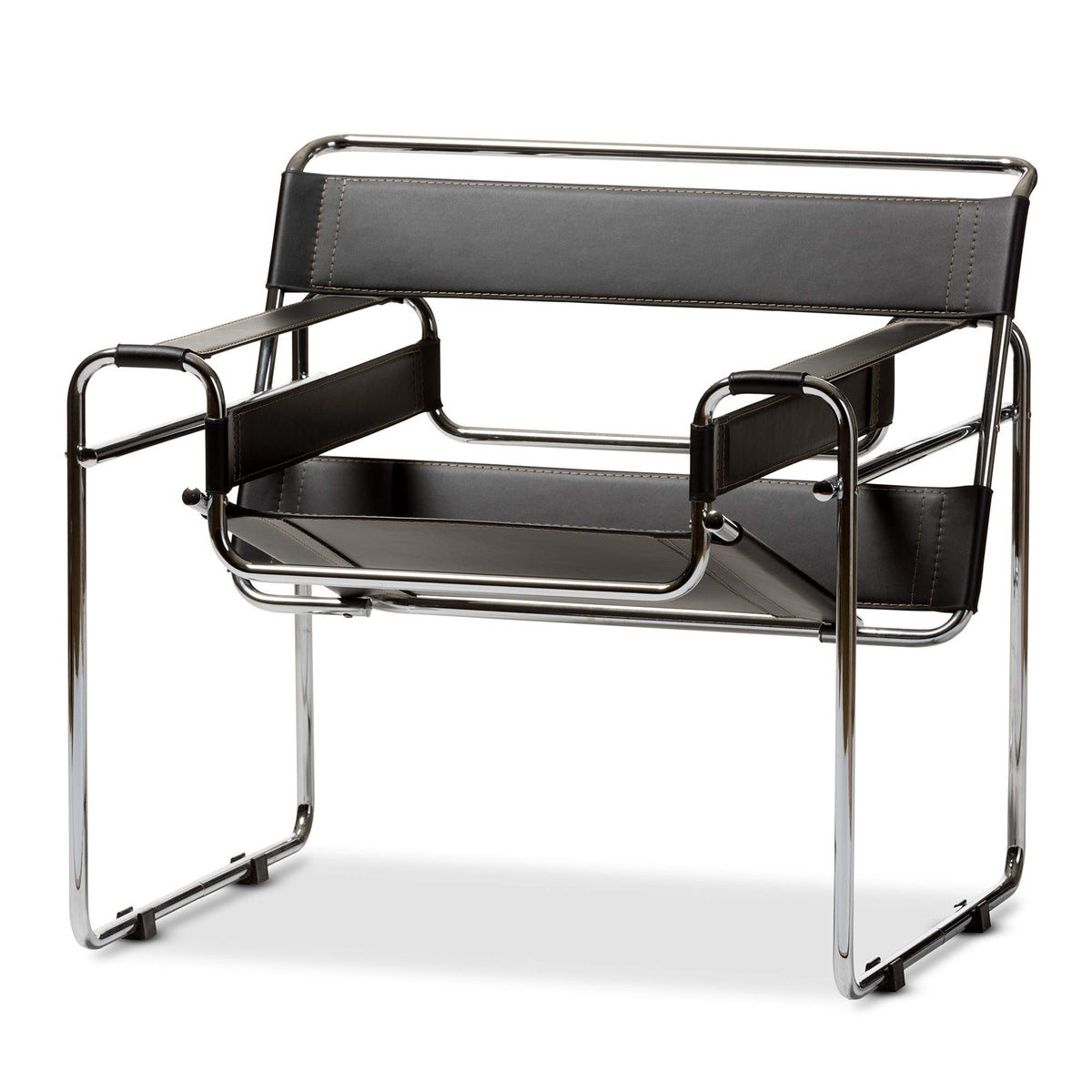 Wassily Style Accent Chair, 30" x 31" x 28", Black