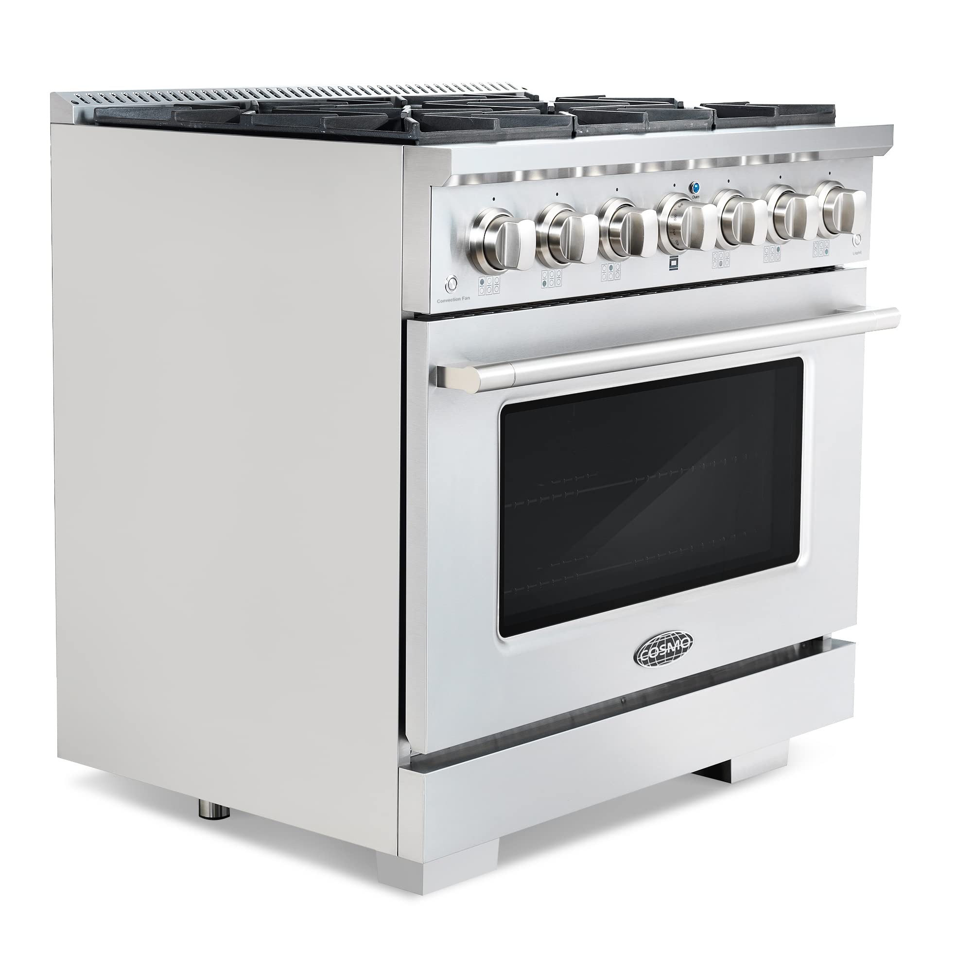 GRP366 36 in. Vista Collection 4.5 cu. ft. Gas Range, 6 Burners, Convection Oven, LED Light Panel in Modern Stainless Steel