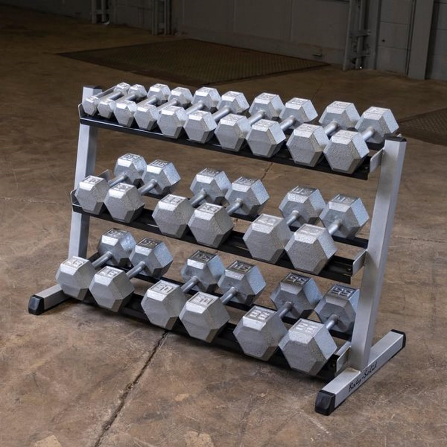 (GDR48) 3-Tier Dumbbell Rack - Heavy-Duty 48inch Wide Weight Stand for 5-55 lb. Dumbbells Set, Home Gym Storage Solution