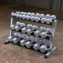 (GDR48) 3-Tier Dumbbell Rack - Heavy-Duty 48inch Wide Weight Stand for 5-55 lb. Dumbbells Set, Home Gym Storage Solution