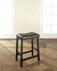 Crosley Furniture 3-Piece Bar Table with 2 Upholstered Saddle Counter Height Bar Stools, Black