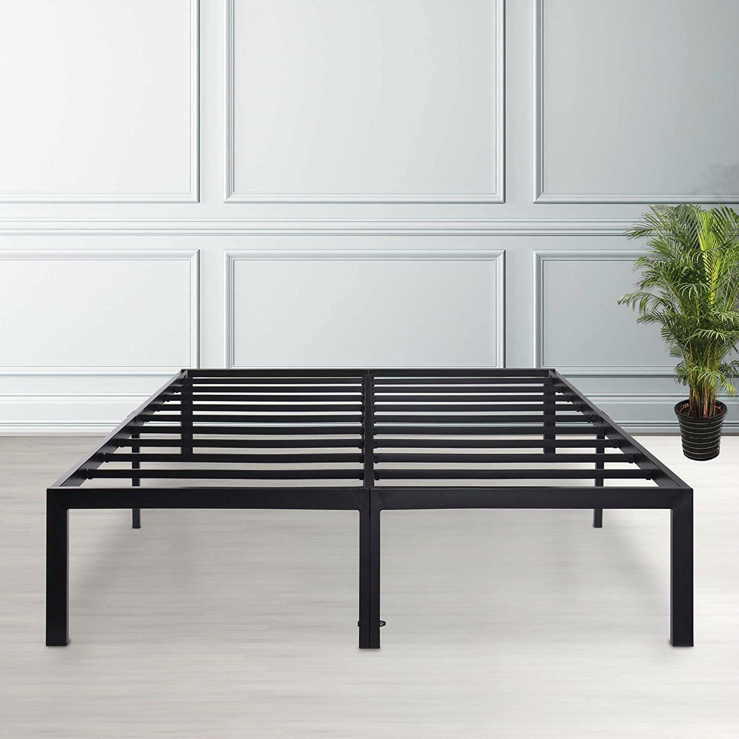 Fast Furnishings King Modern Black Metal Platform Bed