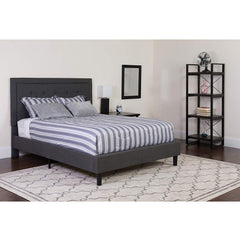 Fast Furnishings Queen Dark Gray Upholstered Bed