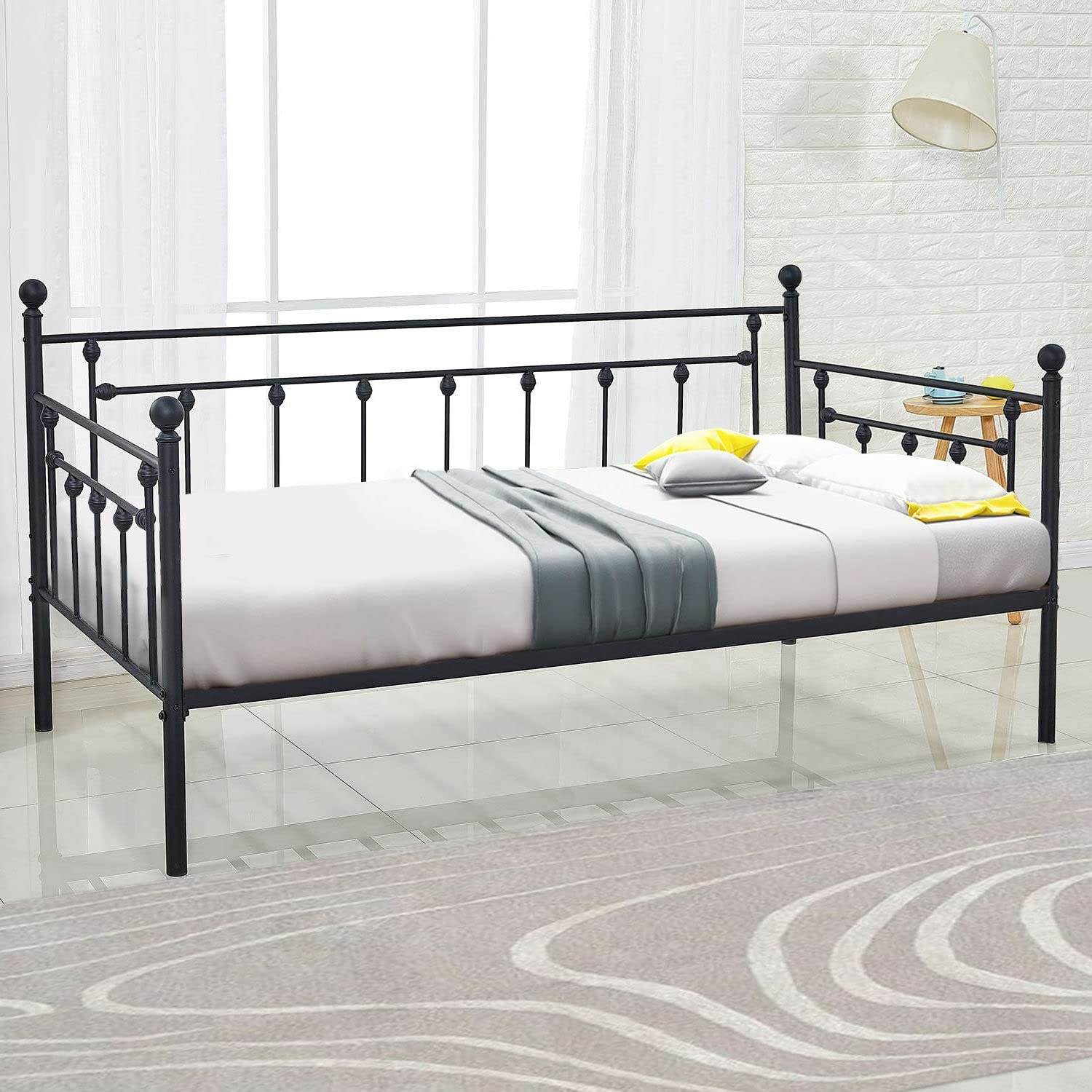 Twin Classic Black Metal Daybed Frame