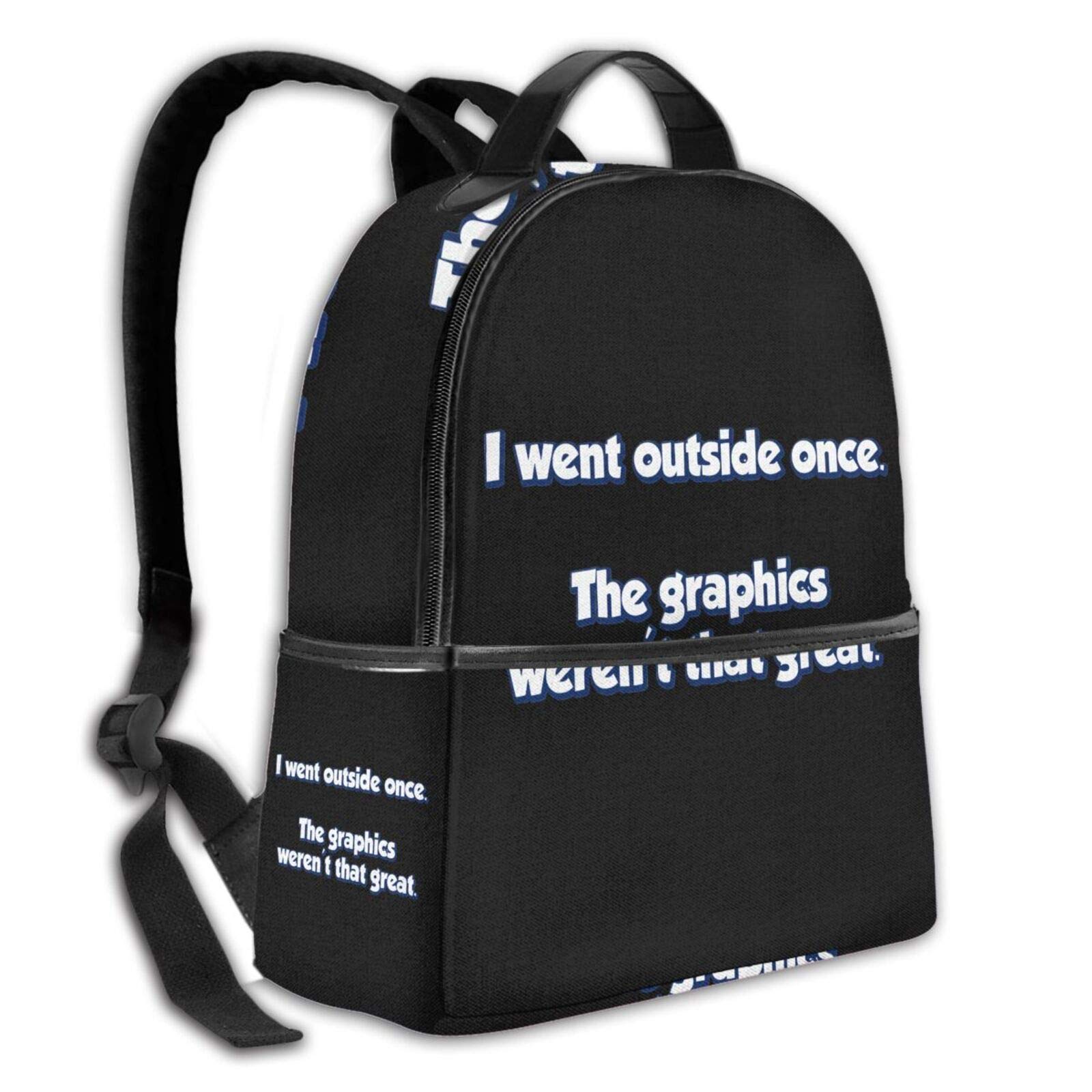 ?? Went Outside Once??Trendy Fashion Backpack Black
