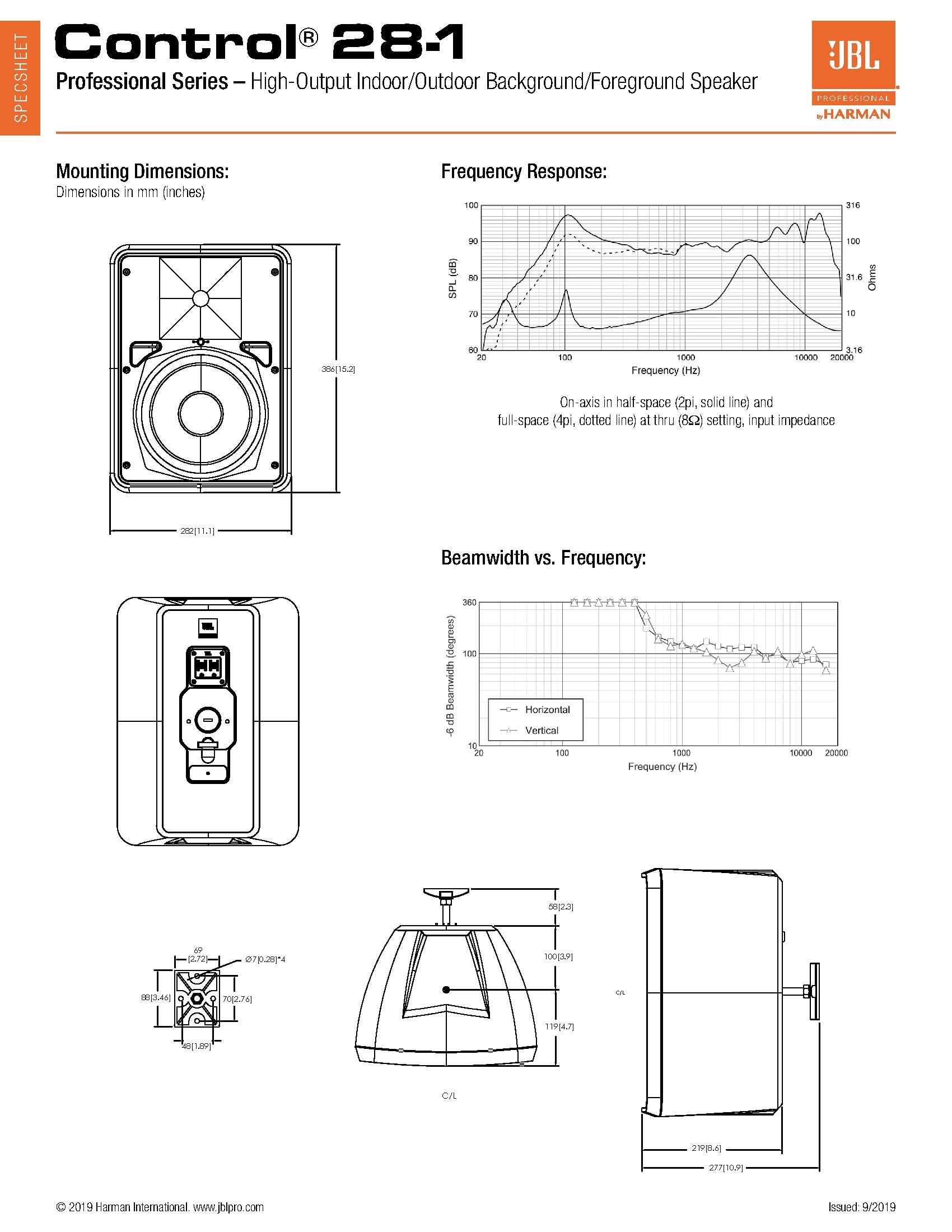 JBL Professional C62P Ultra-Compact Mid-High Satellite Hanging Pendant Speaker