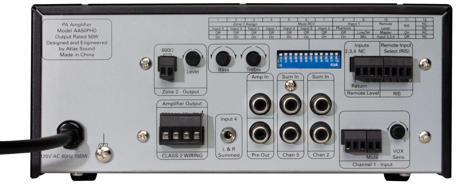 Atlas Sound 50W 3 Input Mixer Amplifier