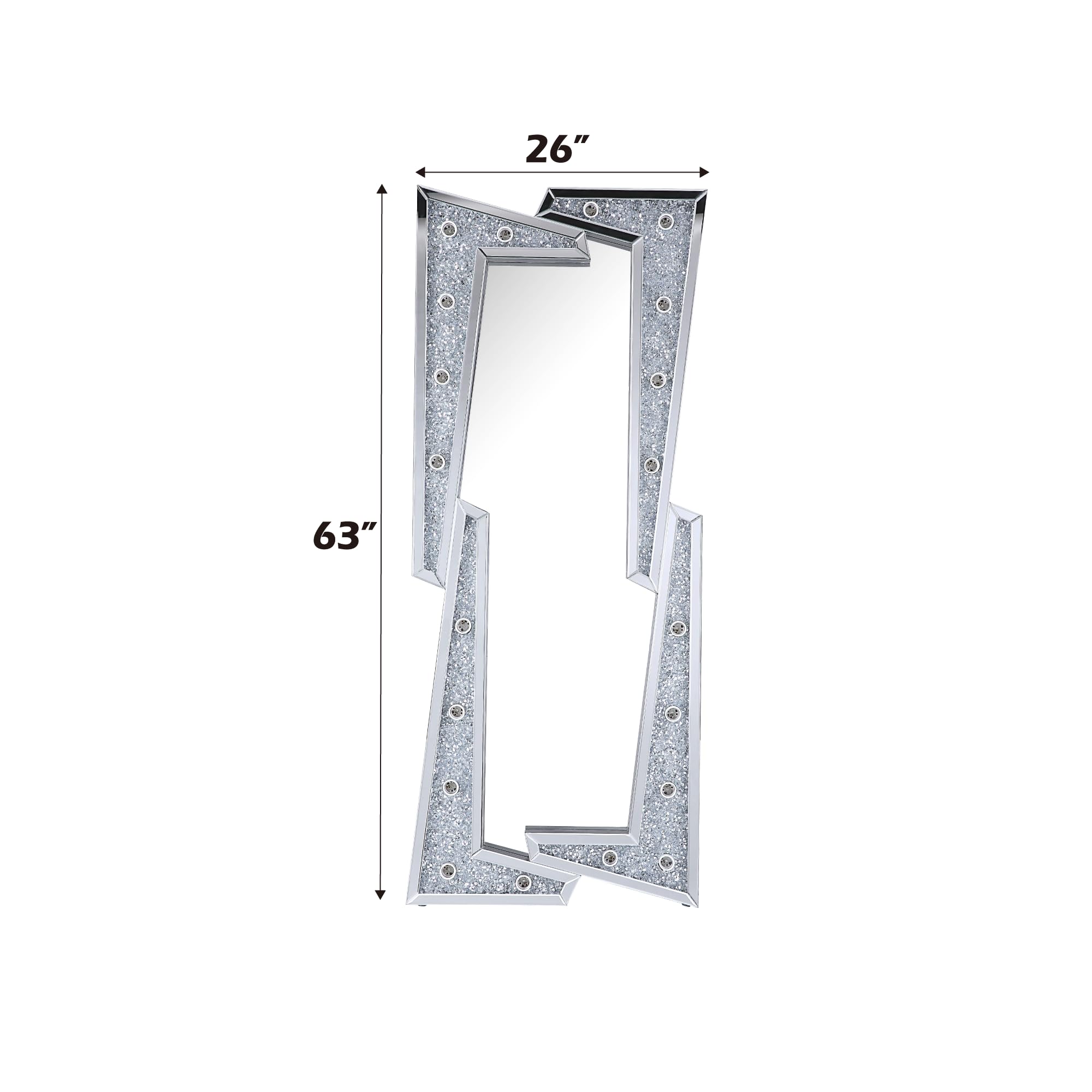 Noralie Wall Mirror in Mirrored and Faux Diamonds