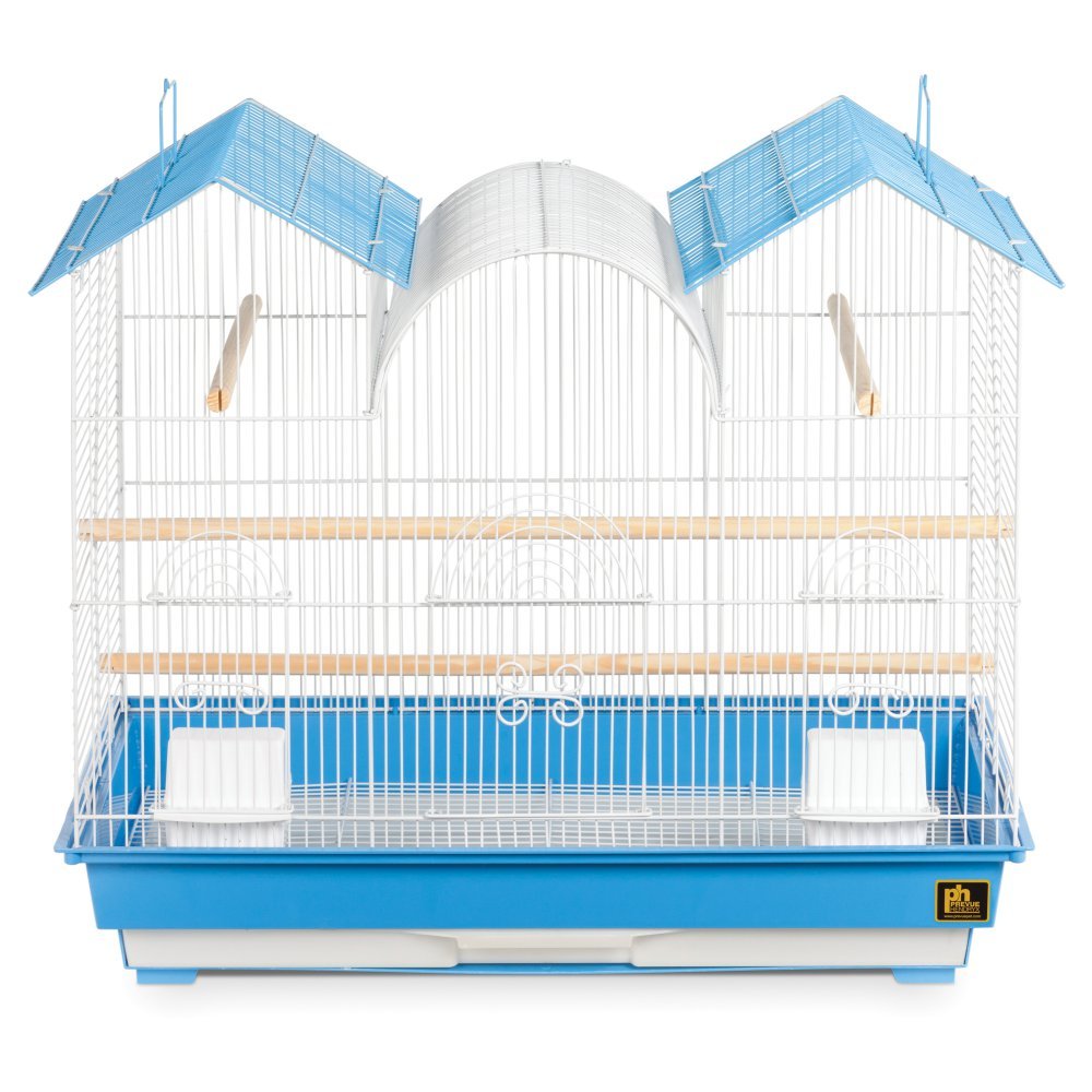 Triple Roof Cockatiel Cage, Blue and White