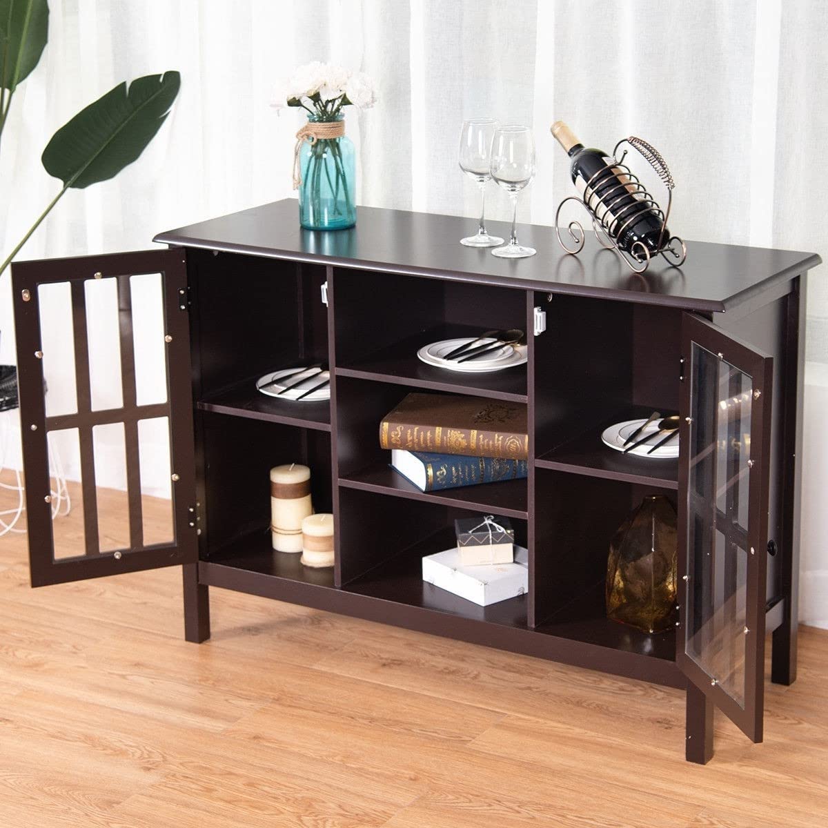 Fast Furnishings Brown Wood 43inch TV Stand Console Table