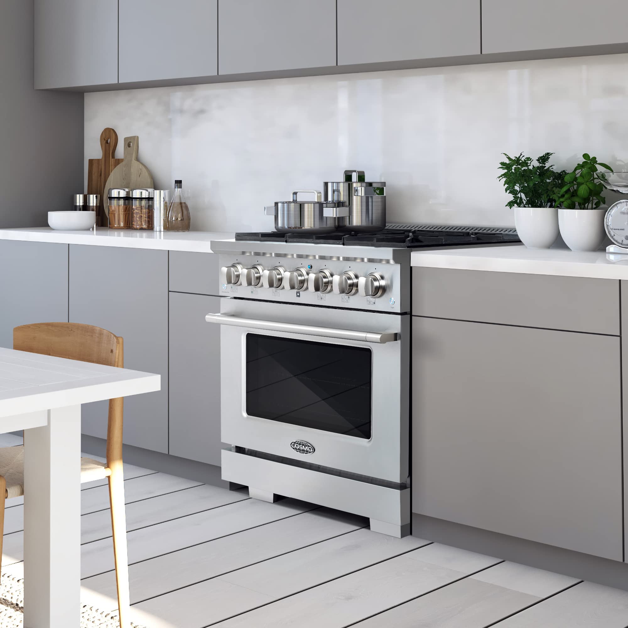 GRP366 36 in. Vista Collection 4.5 cu. ft. Gas Range, 6 Burners, Convection Oven, LED Light Panel in Modern Stainless Steel
