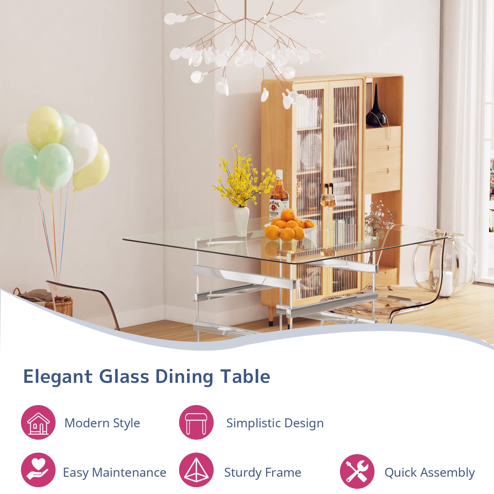Nadie Square Glass Top Pub Table in Clear and Chrome