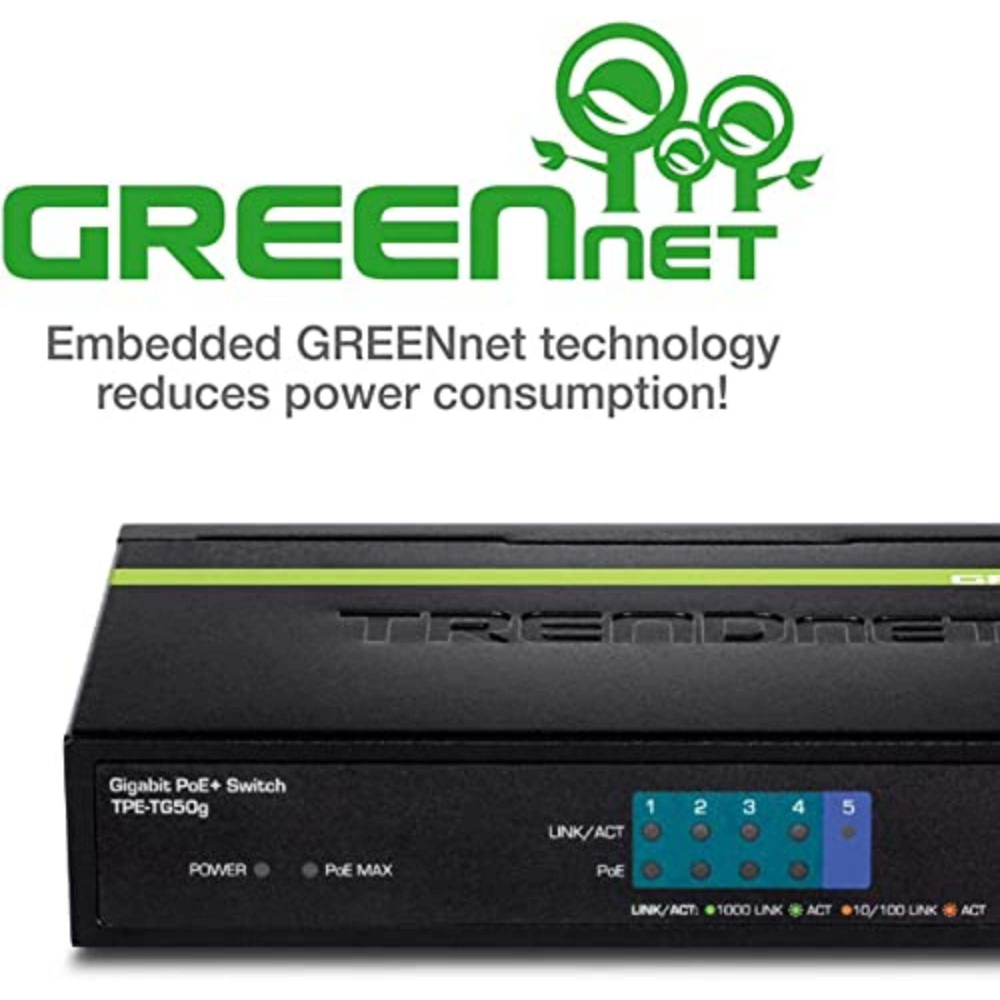 TRENDnet 5-Port Gigabit PoE Switch, 31W Budget, Plug & Play