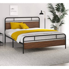 Fast Furnishings Queen Metal Wood Bed with Footboard