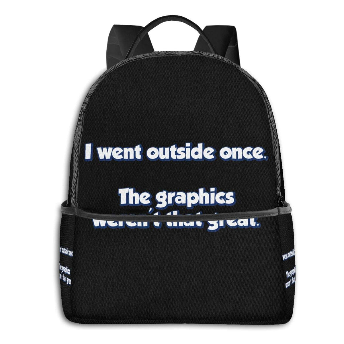 ?? Went Outside Once??Trendy Fashion Backpack Black