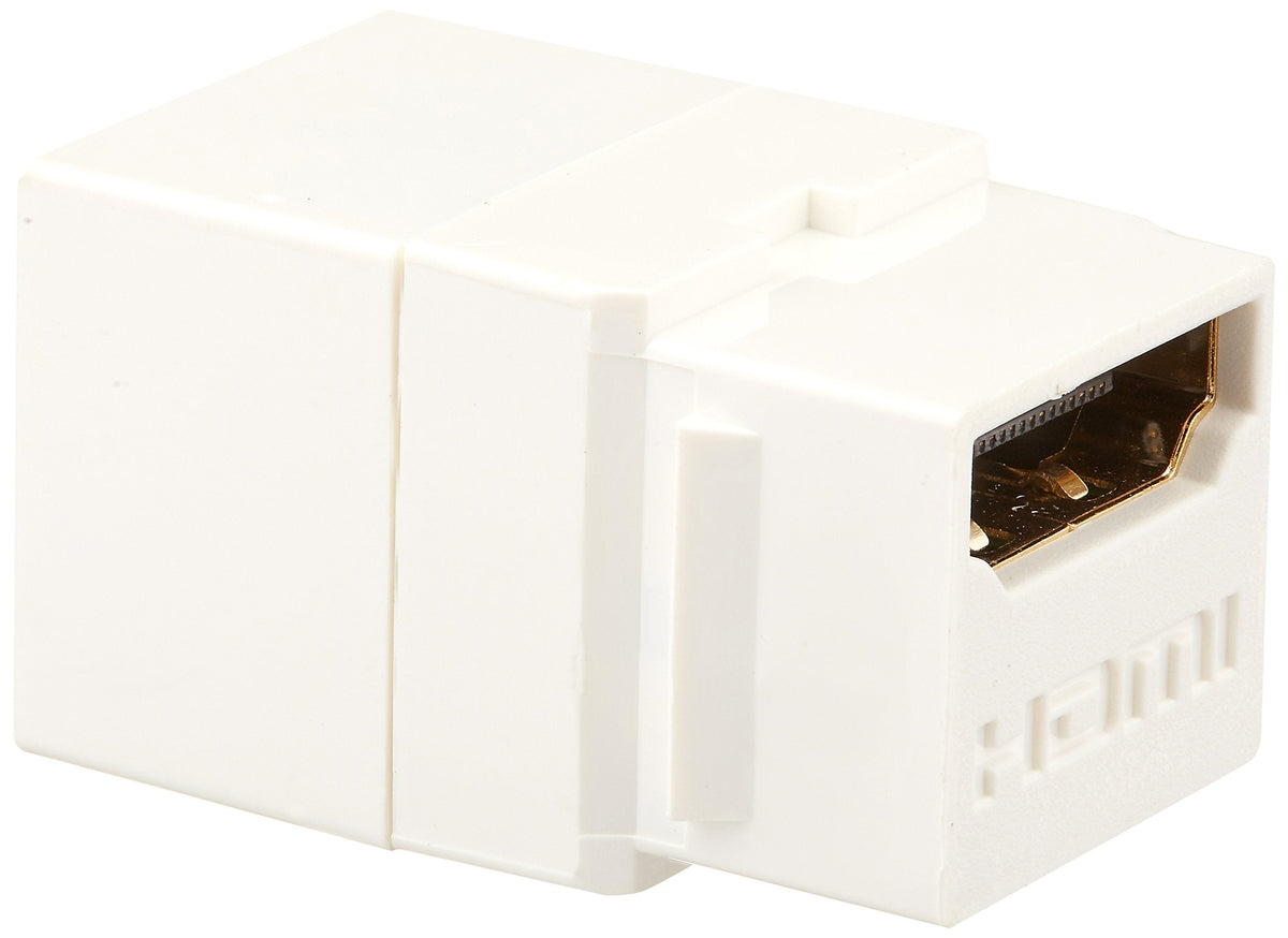 A white adapter for an RJ45 connector, used for Ethernet networking.
