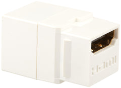 A white adapter for an RJ45 connector, used for Ethernet networking.
