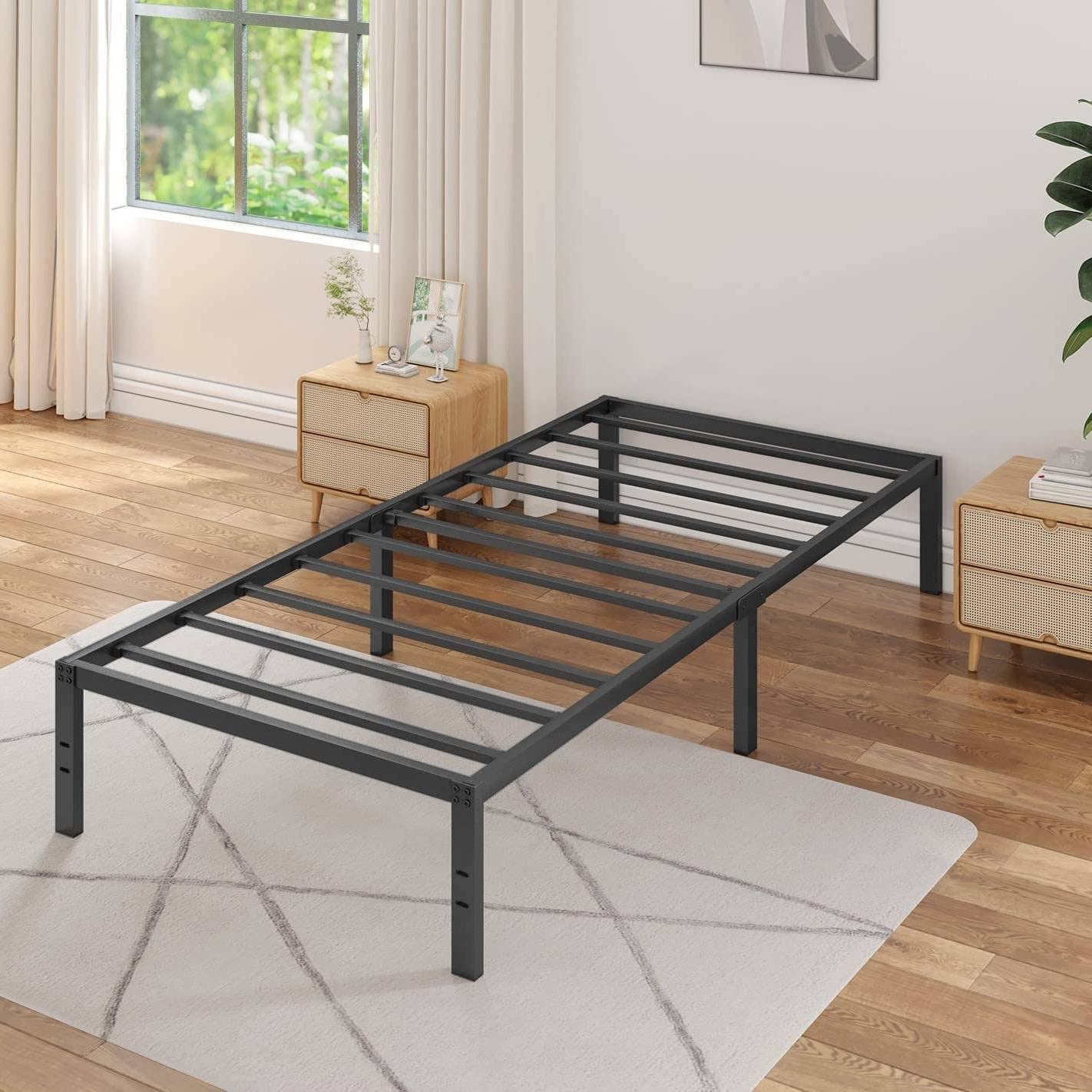 Twin 16 Inch Heavy Duty Metal Bed Frame 3000 lbs Cap