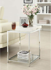 Metal End Table with White Removable Tray