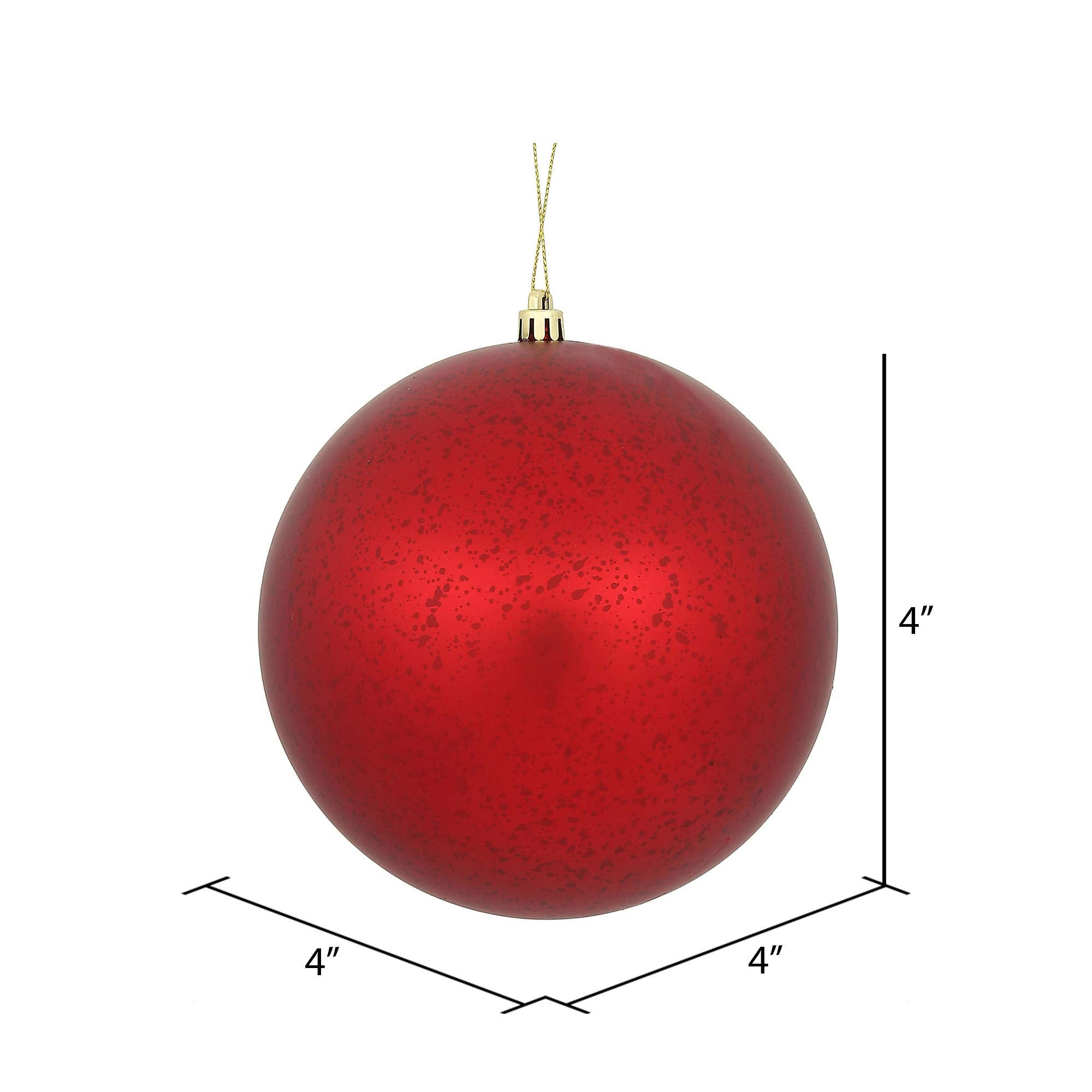 4 Inch Christmas Ornament Ball, Red Matte Mercury Finish, Shatterproof Plastic, Holiday Christmas Tree Decoration, 6 Pack