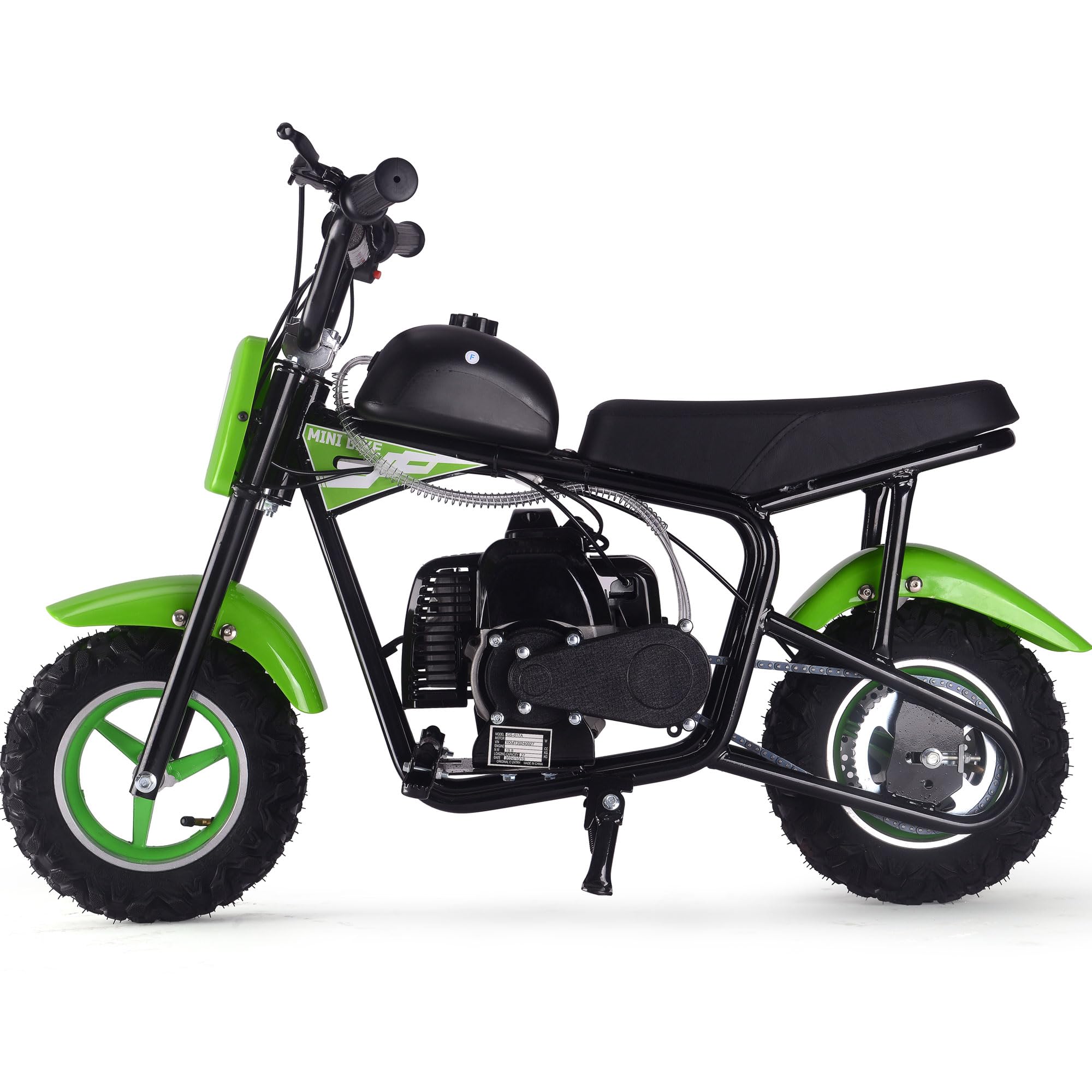 49cc Mini Dirt Bike, Gas Powered 2-Stroke Engine, Black and Green