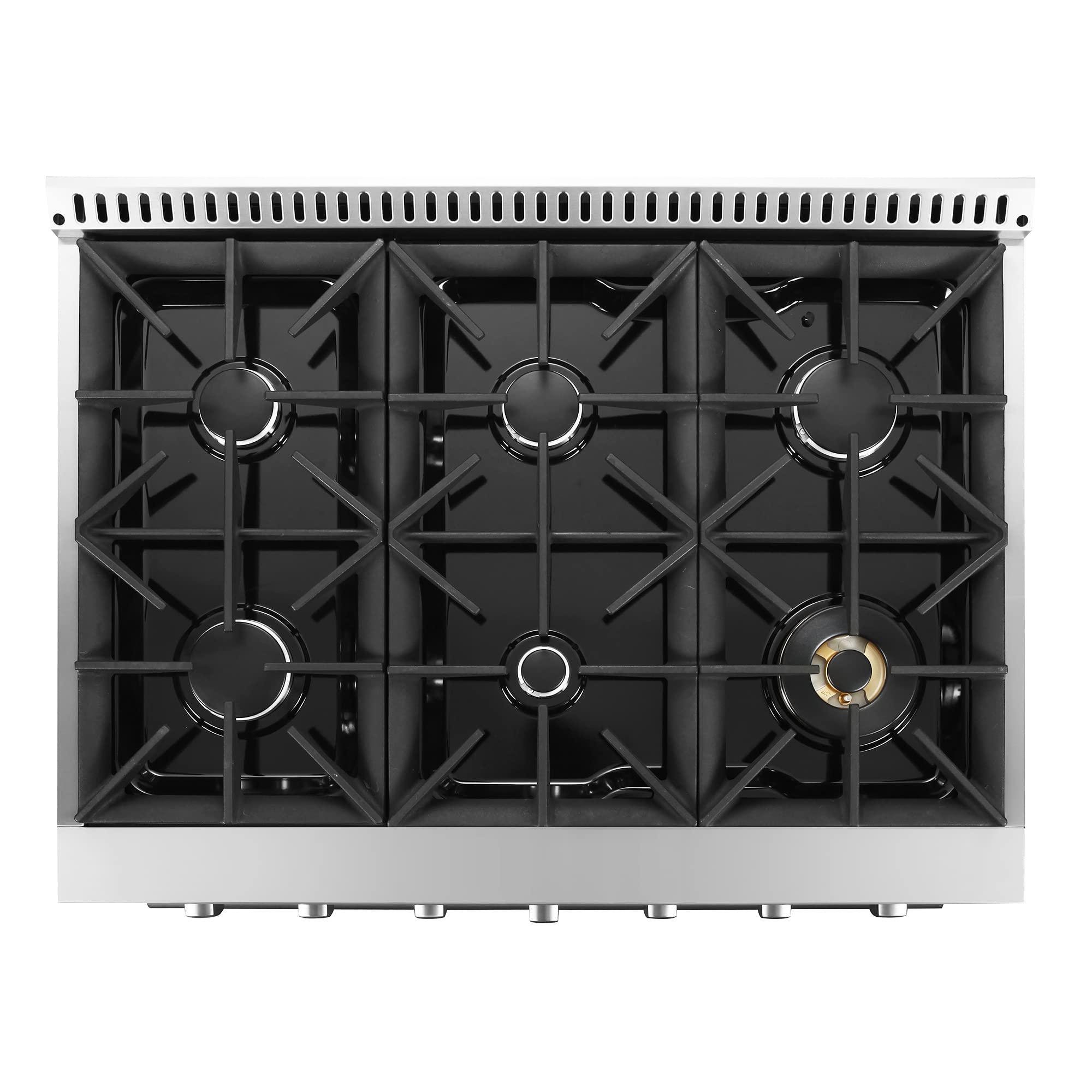 GRP366 36 in. Vista Collection 4.5 cu. ft. Gas Range, 6 Burners, Convection Oven, LED Light Panel in Modern Stainless Steel
