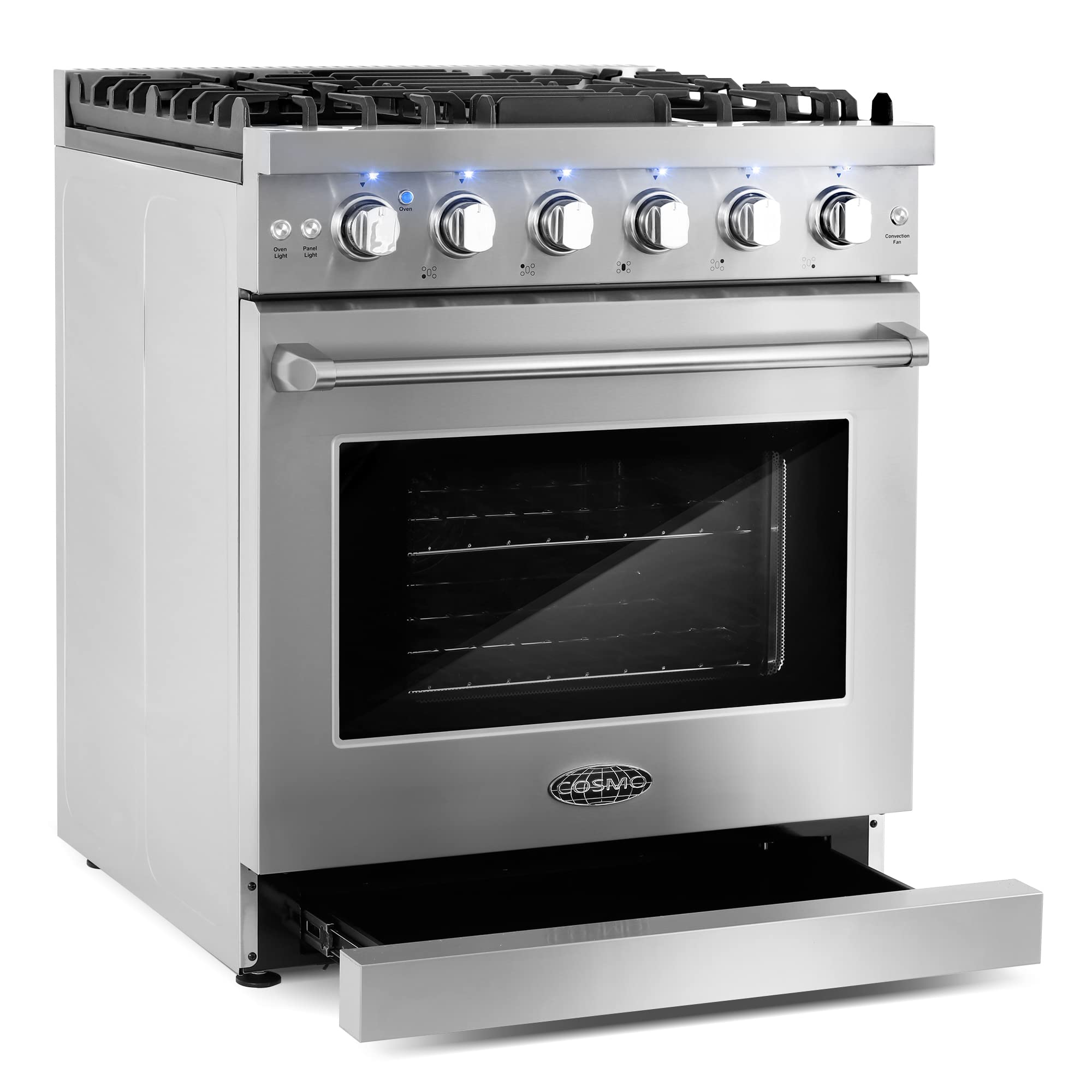 COS-EPGR304 30 in. Haven Collection 4.5 cu. ft. Gas Range with 5 Sealed Burners, Convection Oven, Knob LED Lights, Stainless Steel
