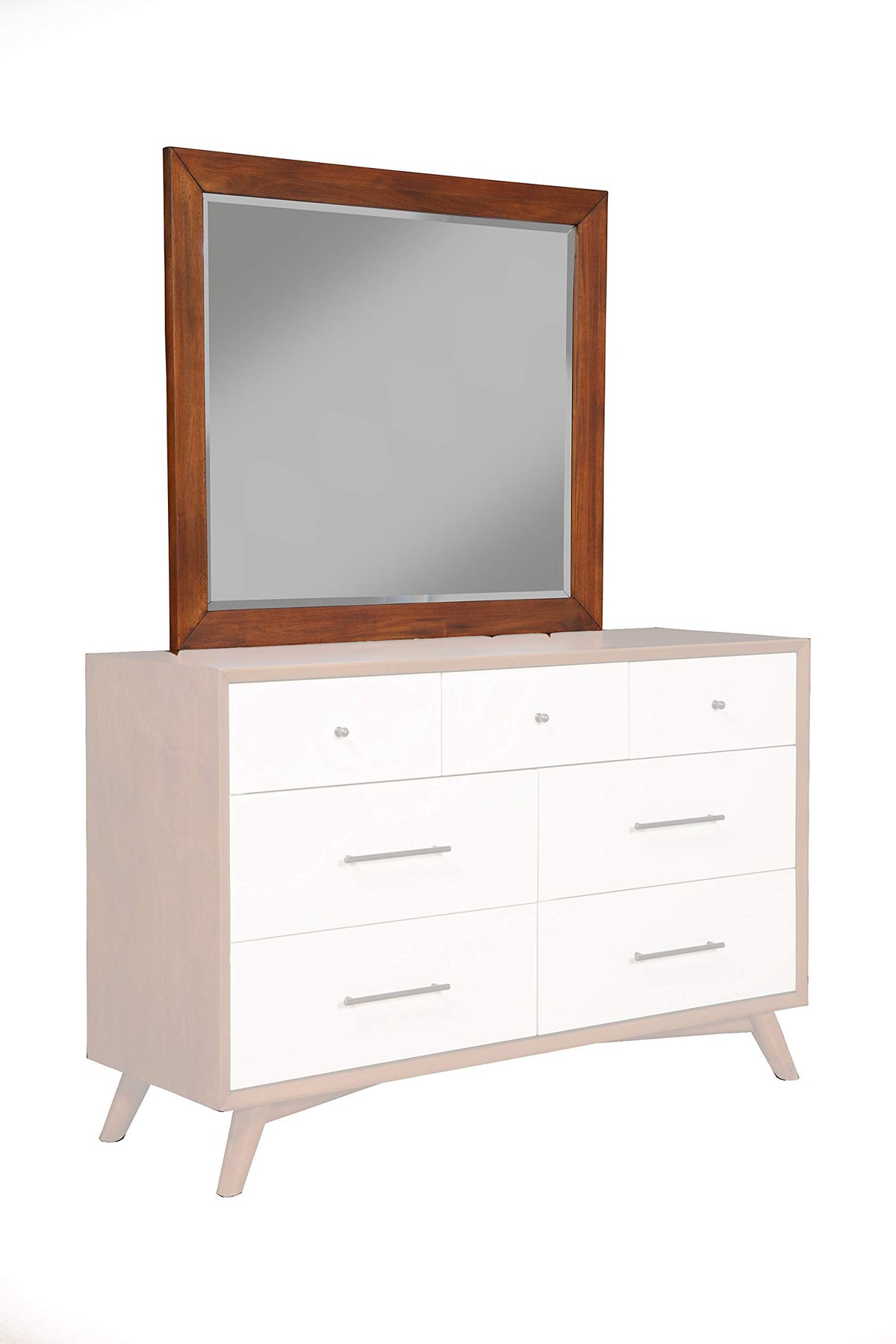 Flynn Mahogany and Okoume Veneer Mirror, Chestnut/White