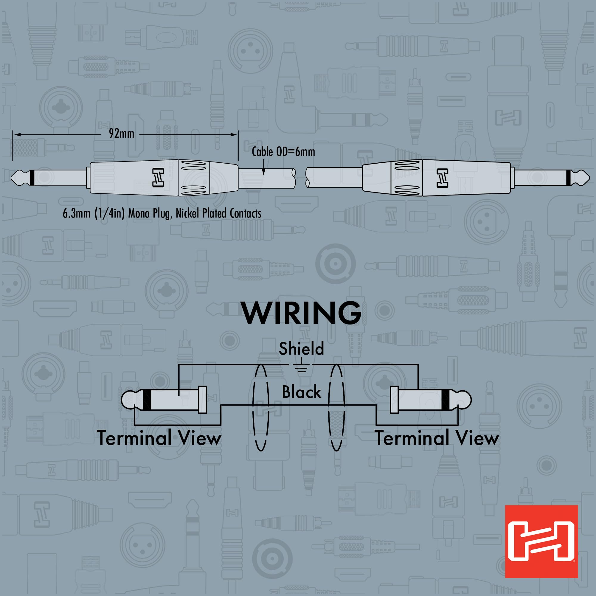 Hosa HGTR-020R Pro Straight to Right Angle Guitar Cable - 20 foot