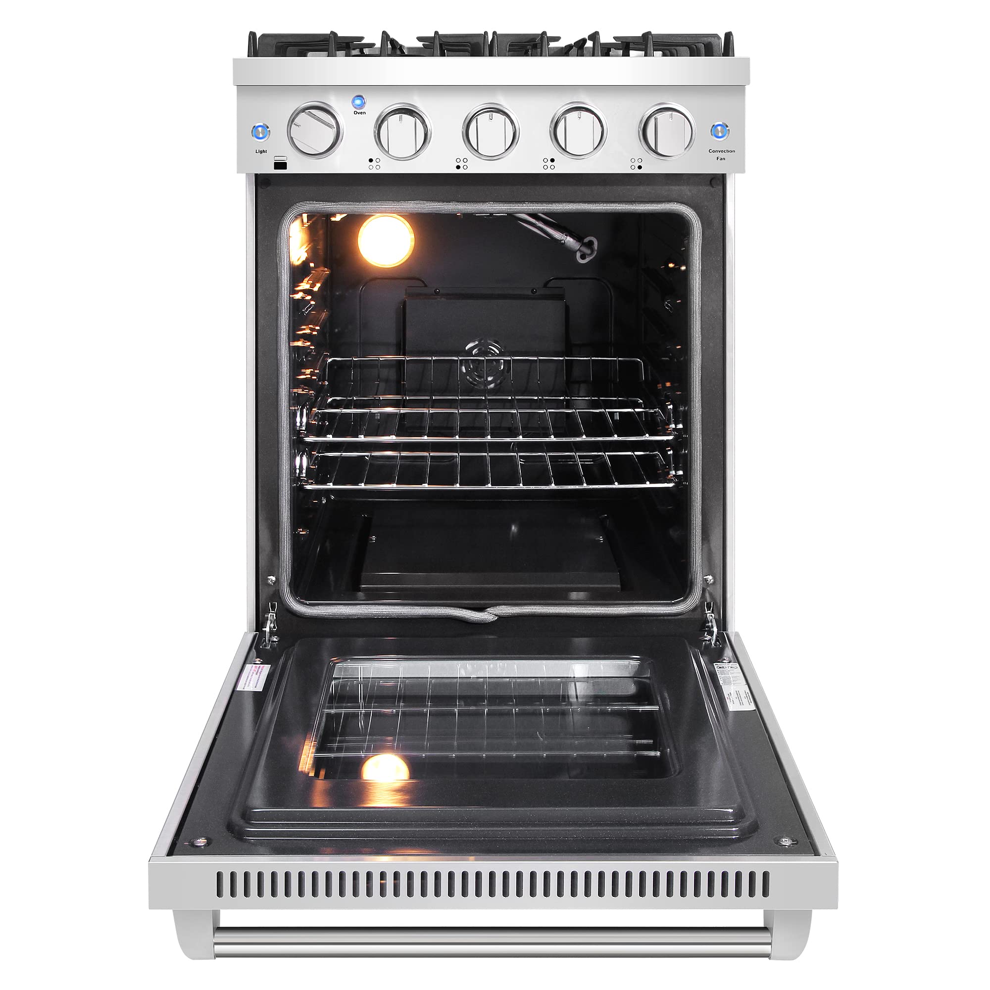 COS-EPGR244 24 in. Haven Collection 3.73 cu. ft. Gas Range with 4 Sealed Burners, Cast Iron Grates, Convection Oven, Stainless Steel