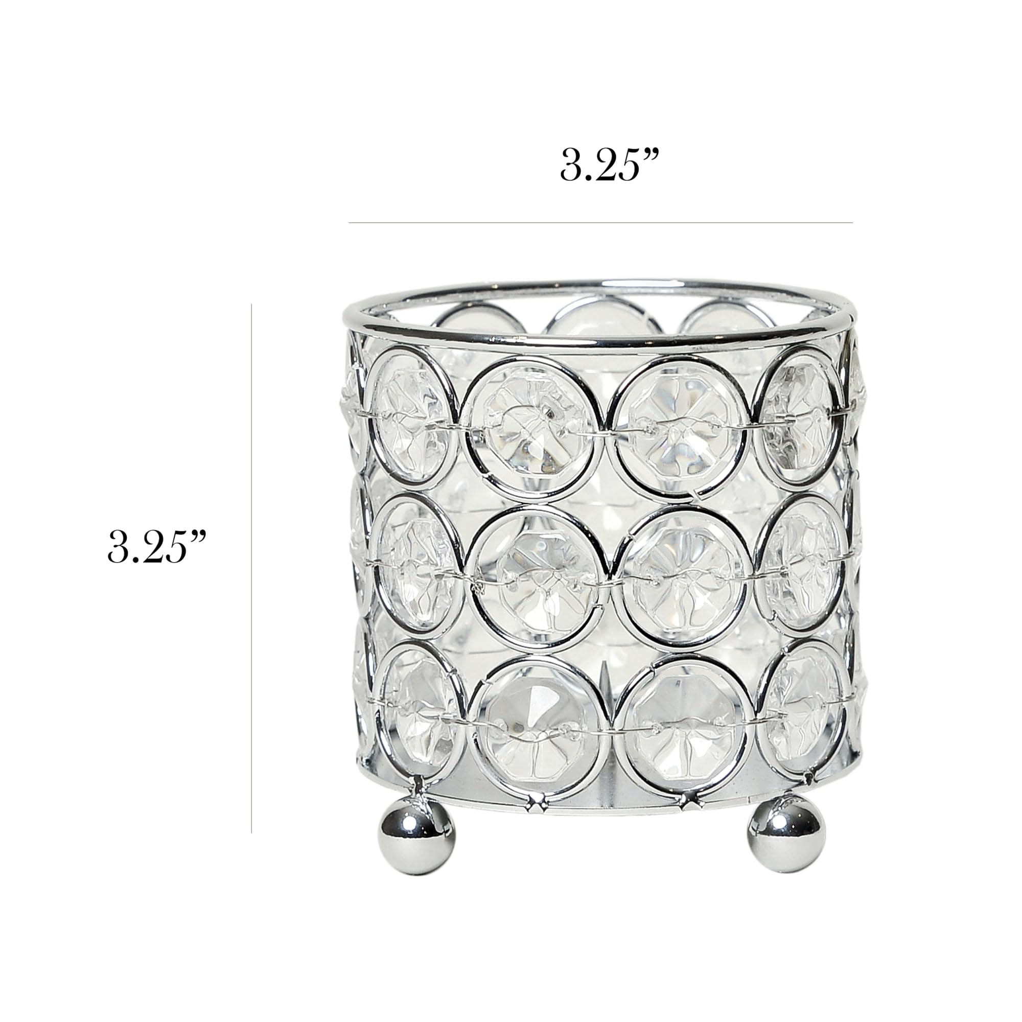 HG1000-CHR Elipse Mini Crystal Decorative Flower Vase, Candle Holder, Wedding Centerpiece, 3.25 Inch, Chrome