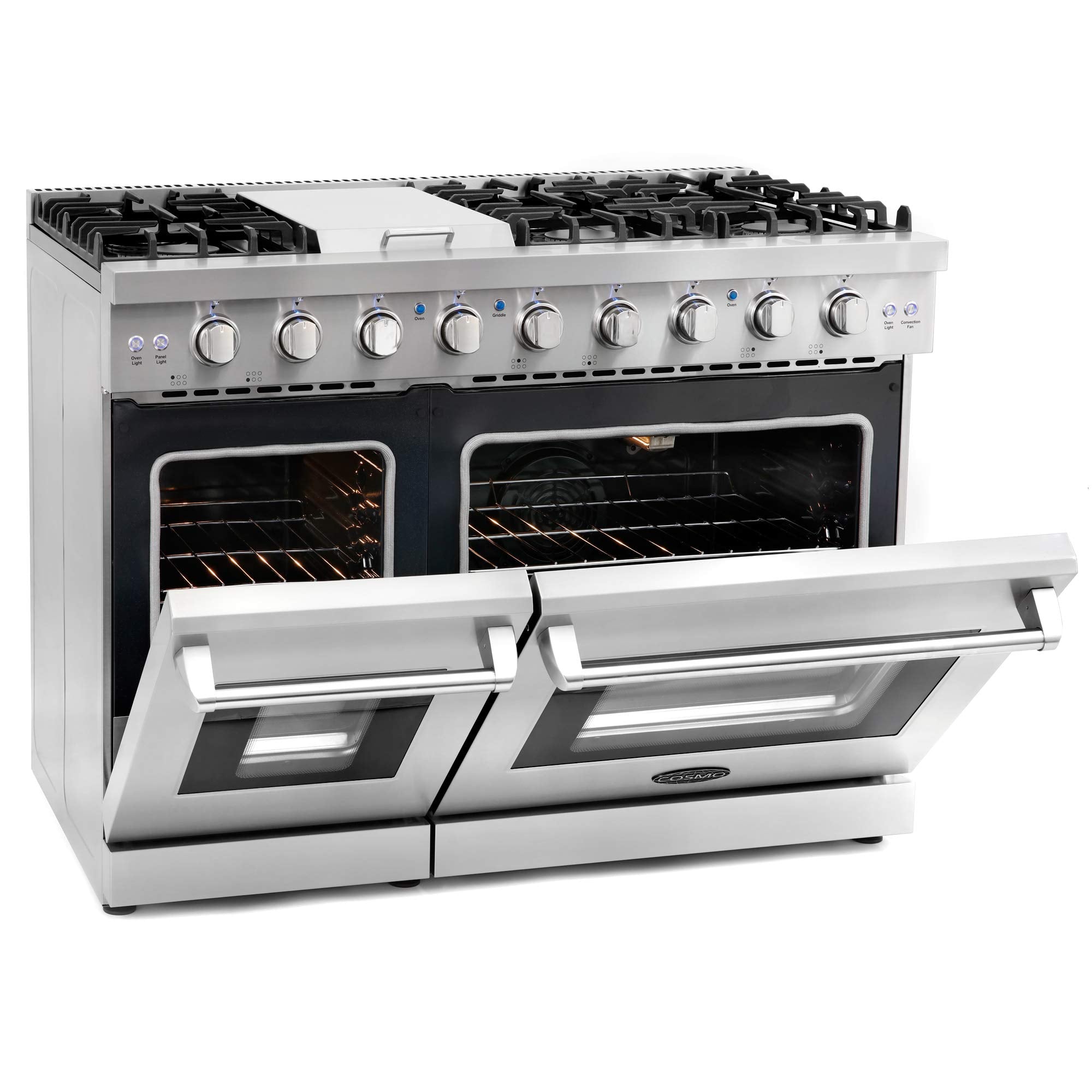 COS-EPGR486G 48 in. Haven Collection 7 cu. ft. Double Oven Gas Range, 6 Burners, Griddle, Convection, Knob LEDs, Stainless Steel