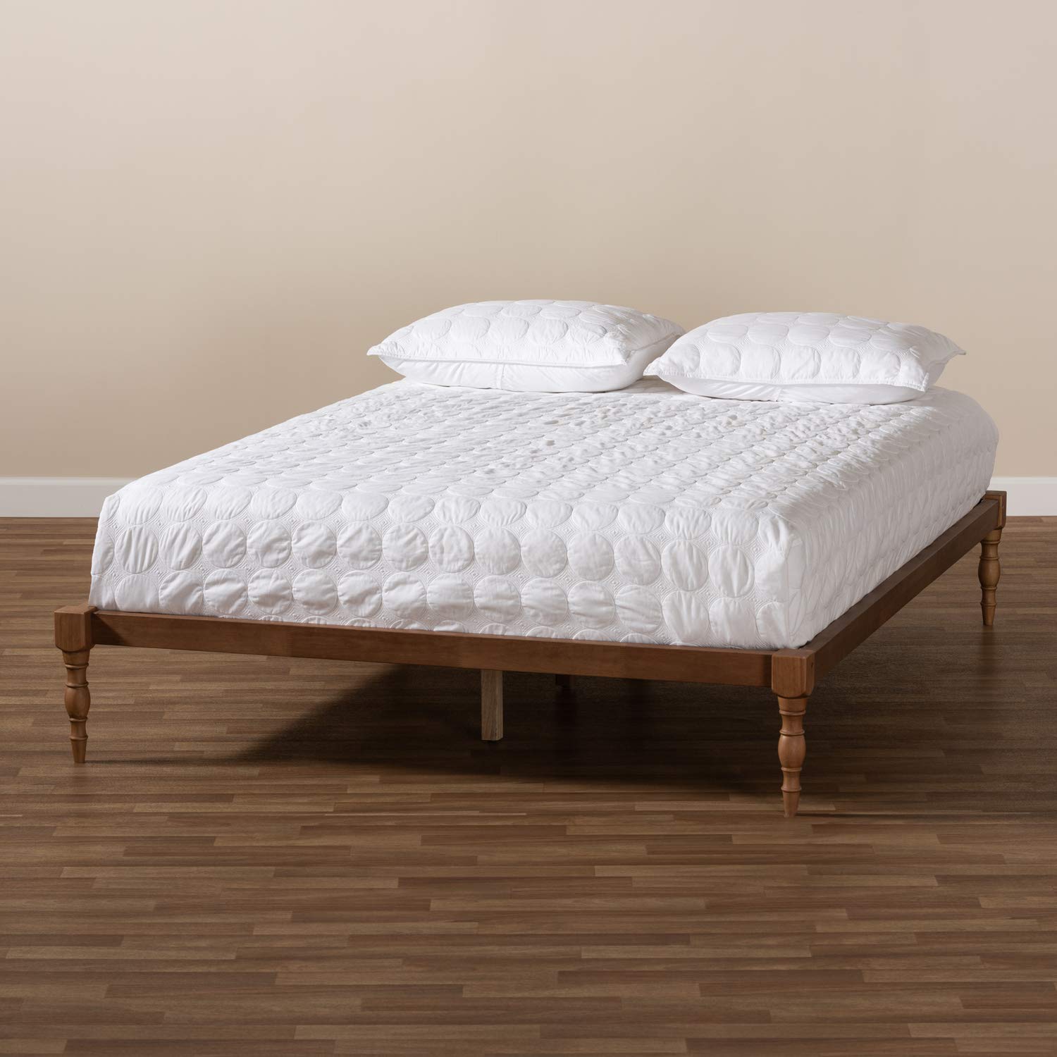 Iseline Modern and Contemporary Walnut Brown Finished Wood Full Size Platform Bed Frame