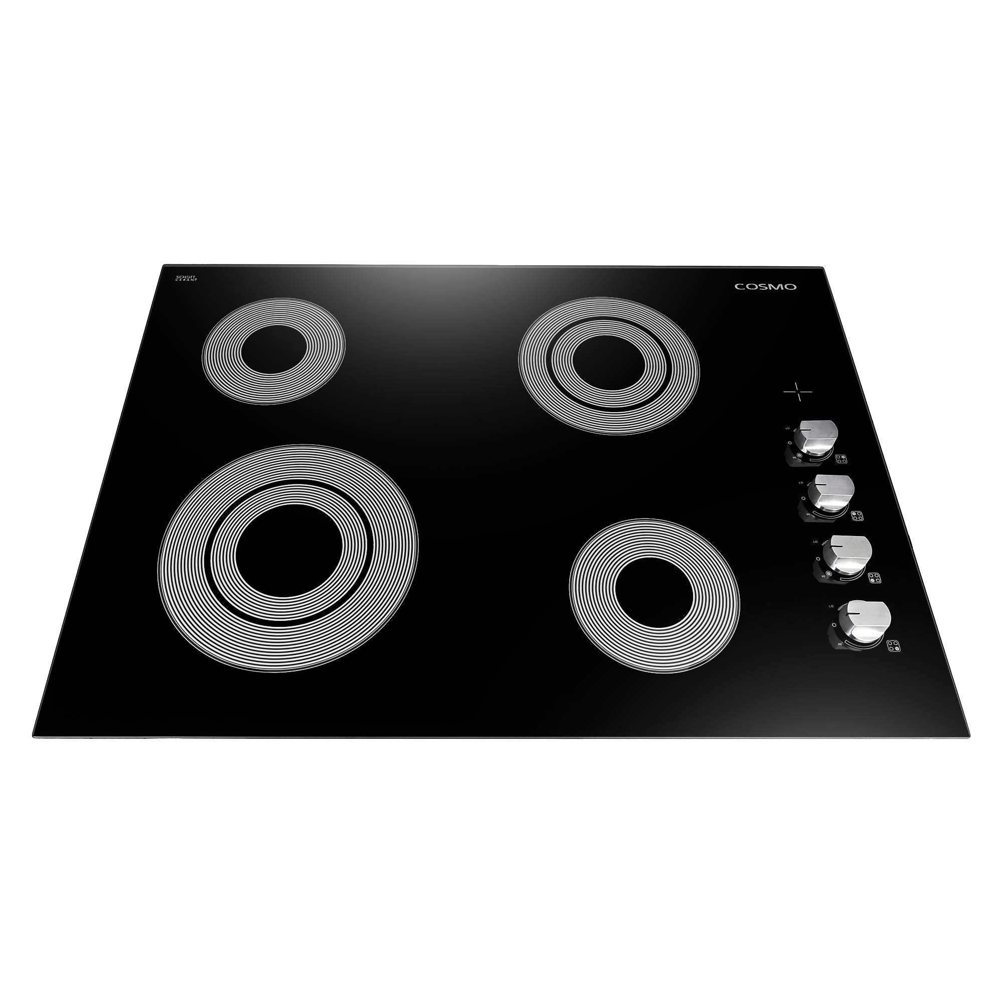 COS-304ECC Electric Ceramic Glass Cooktop with 4 Burners, Dual Zone Element, Hot Surface Indicator Light and Control Knobs, 30 inches, Black