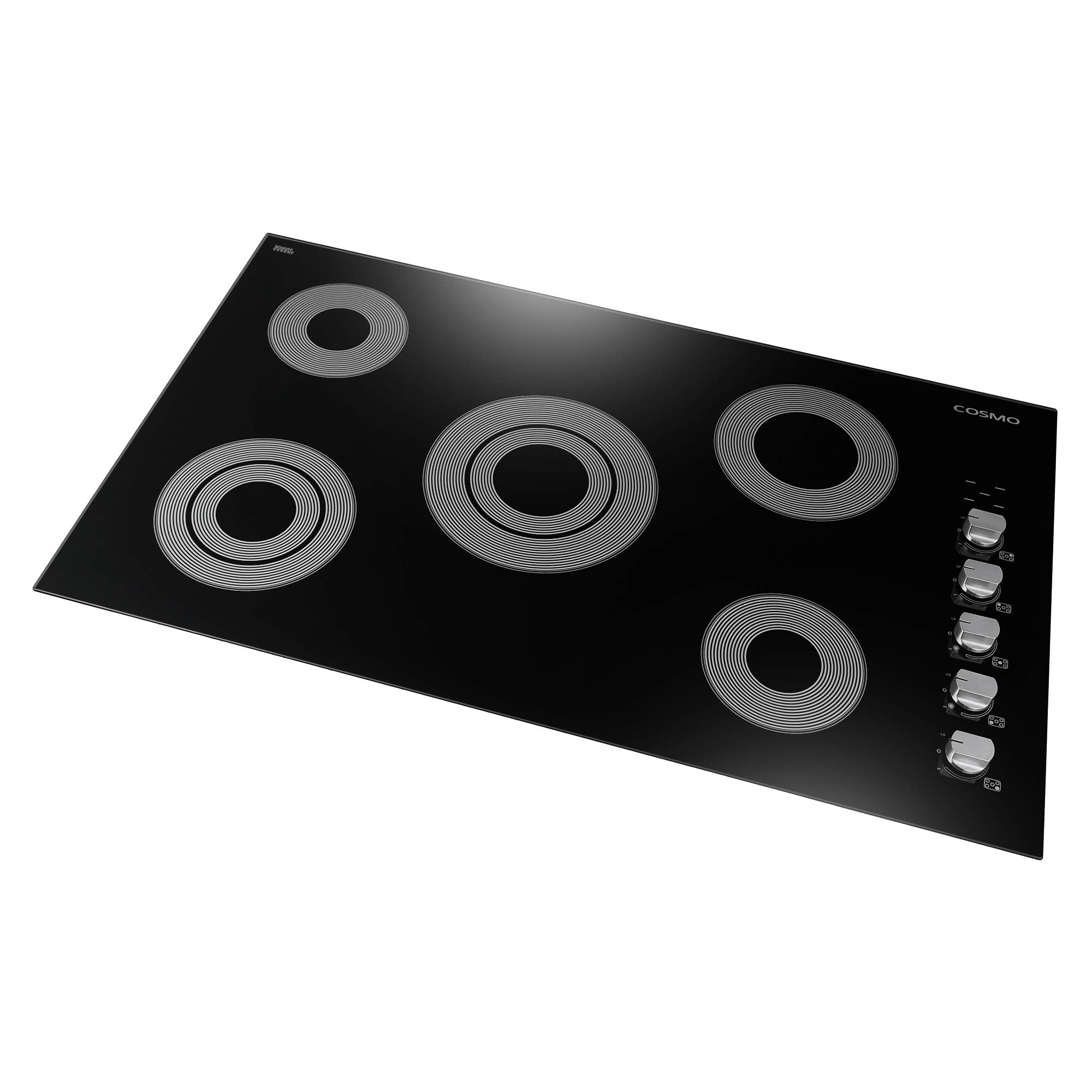 COS-365ECC Electric Ceramic Glass Cooktop with 4 Burners, Dual Zone Element, Hot Surface Indicator Light and Control Knobs, 36 inches, Black
