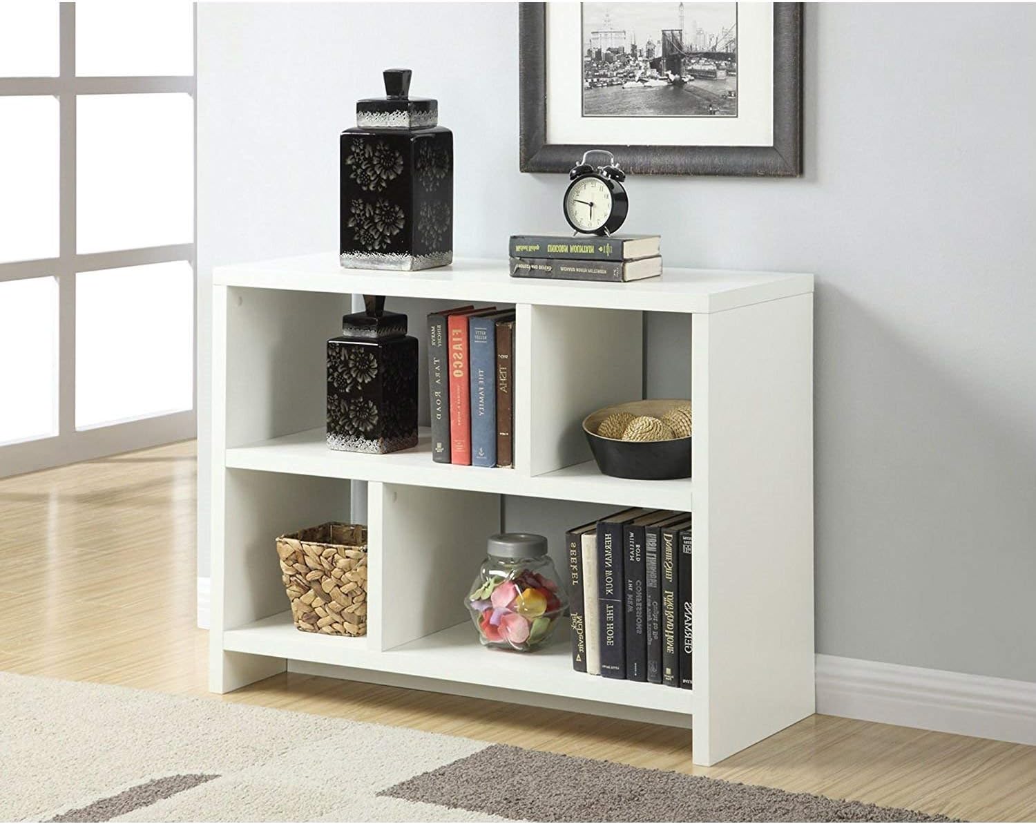FastFurnishings White 2-Shelf Bookcase Console Table