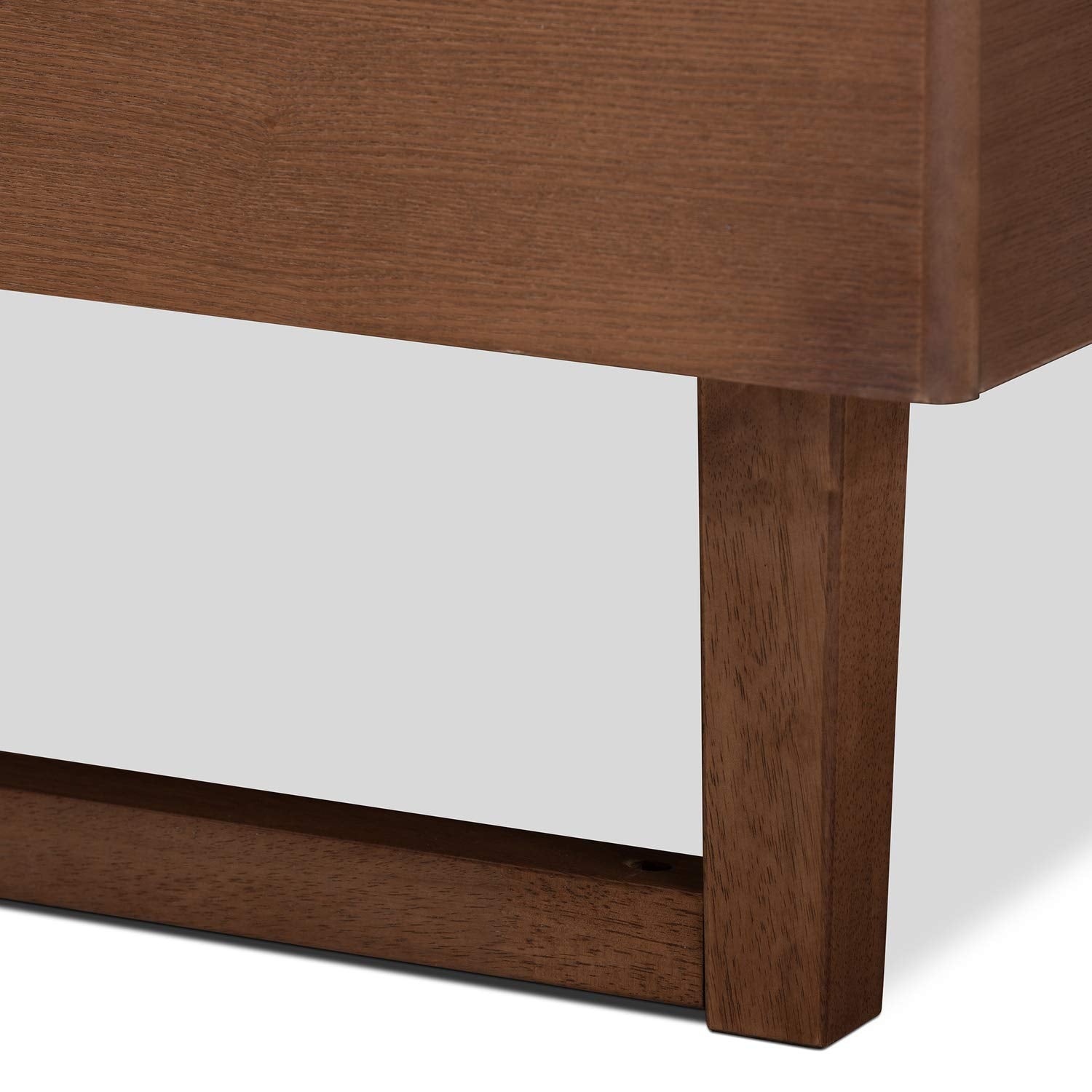 Liliya Mid-Century Modern Walnut Brown Finished Wood Queen Size Platform Bed Frame