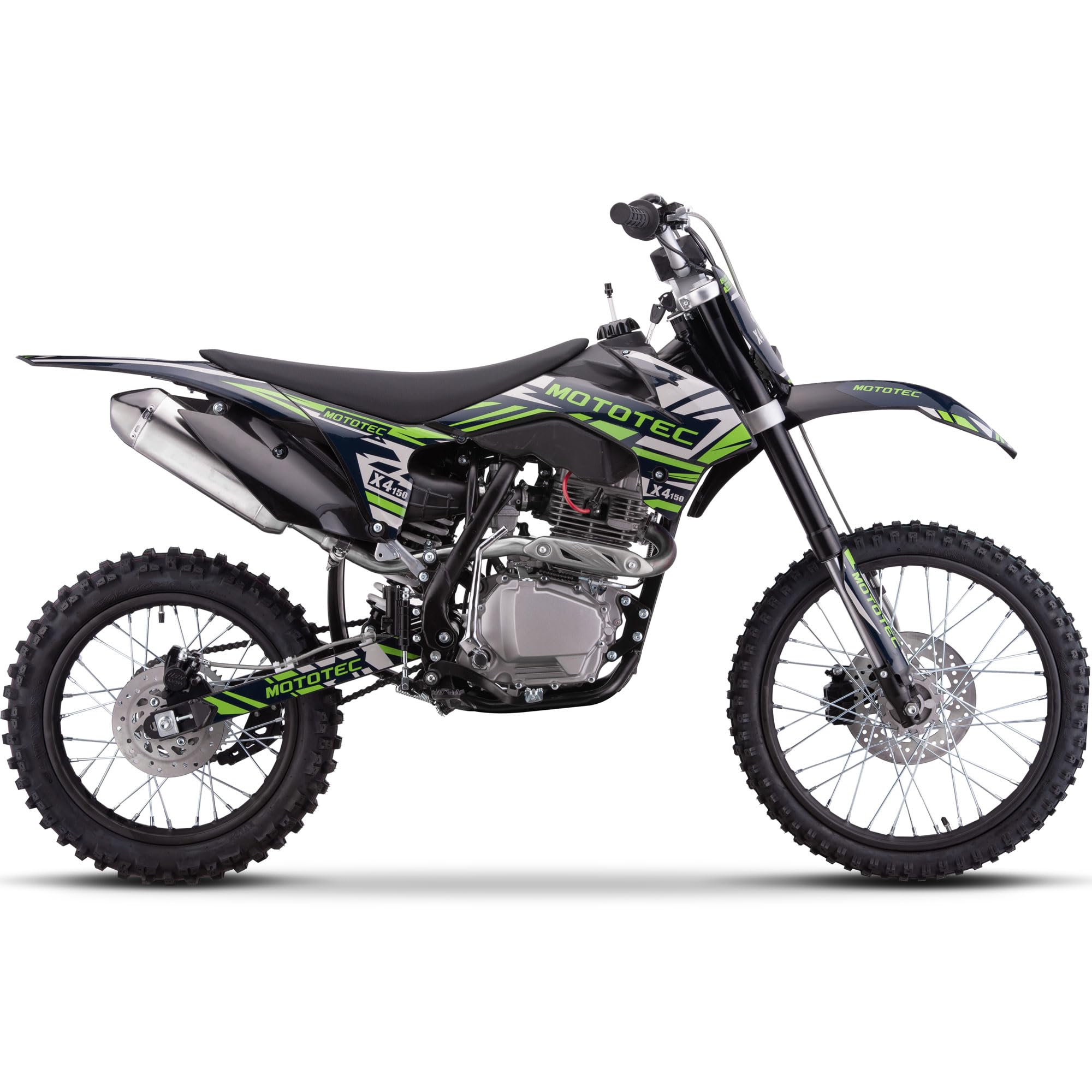 MotoTec X4 150cc 4-Stroke Gas Dirt Bike Black, 76x32x47, (MT-DB-X4-150cc_Black)