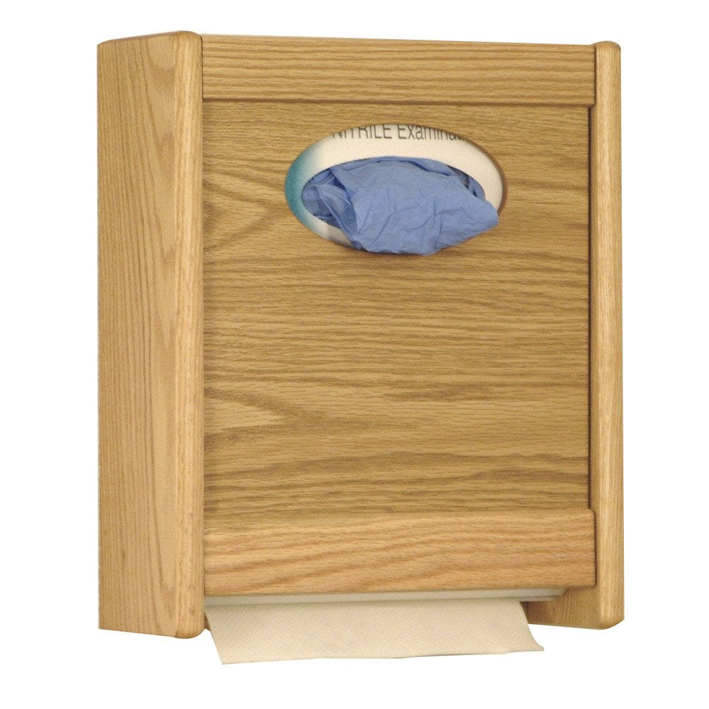 Combo Towel Dispenser and Glove/Tissue Holder, Medium Oak
